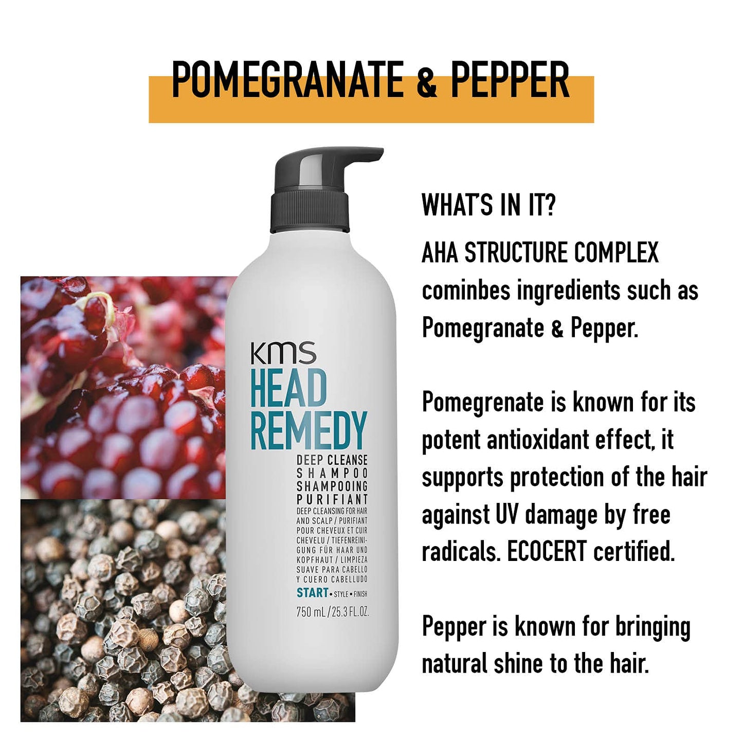 KMS HEADREMEDY 深层清洁澄清洗发水，25.3 盎司