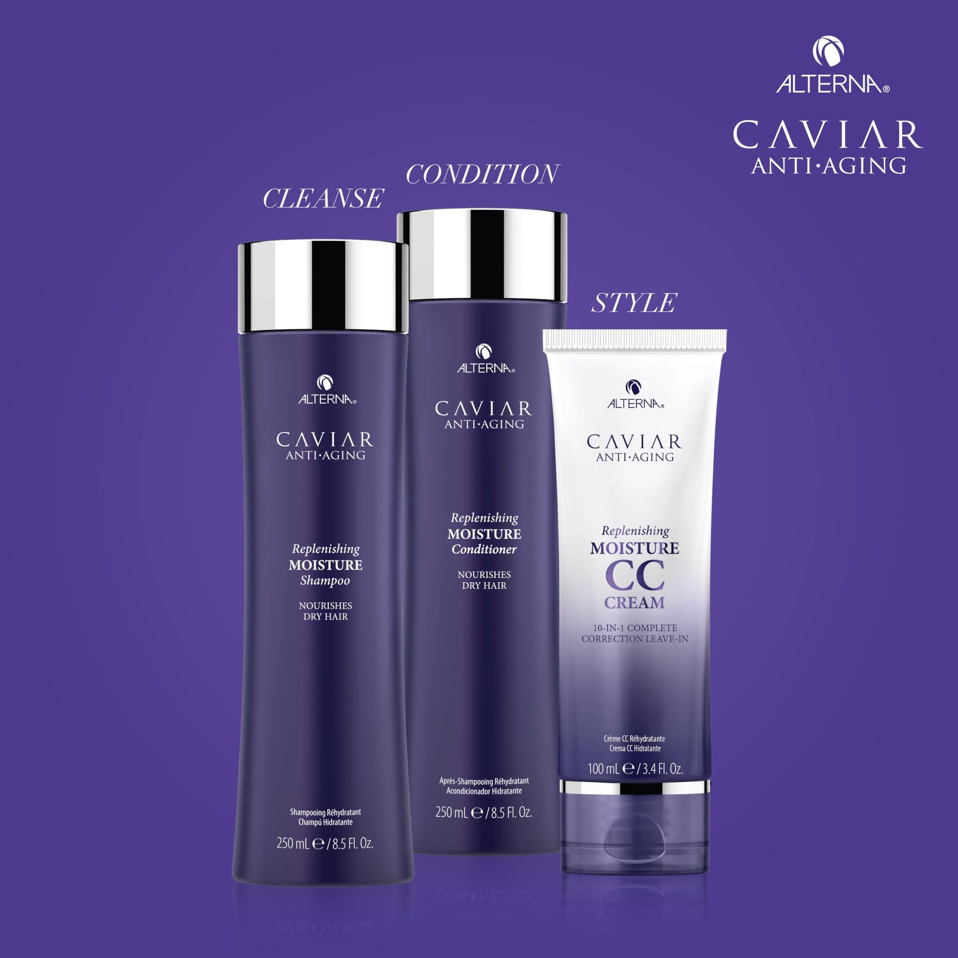 Dark Slate Blue Alterna Haircare Caviar Anti-Aging Replenishing Moisture Shampoo, 16.5 Oz