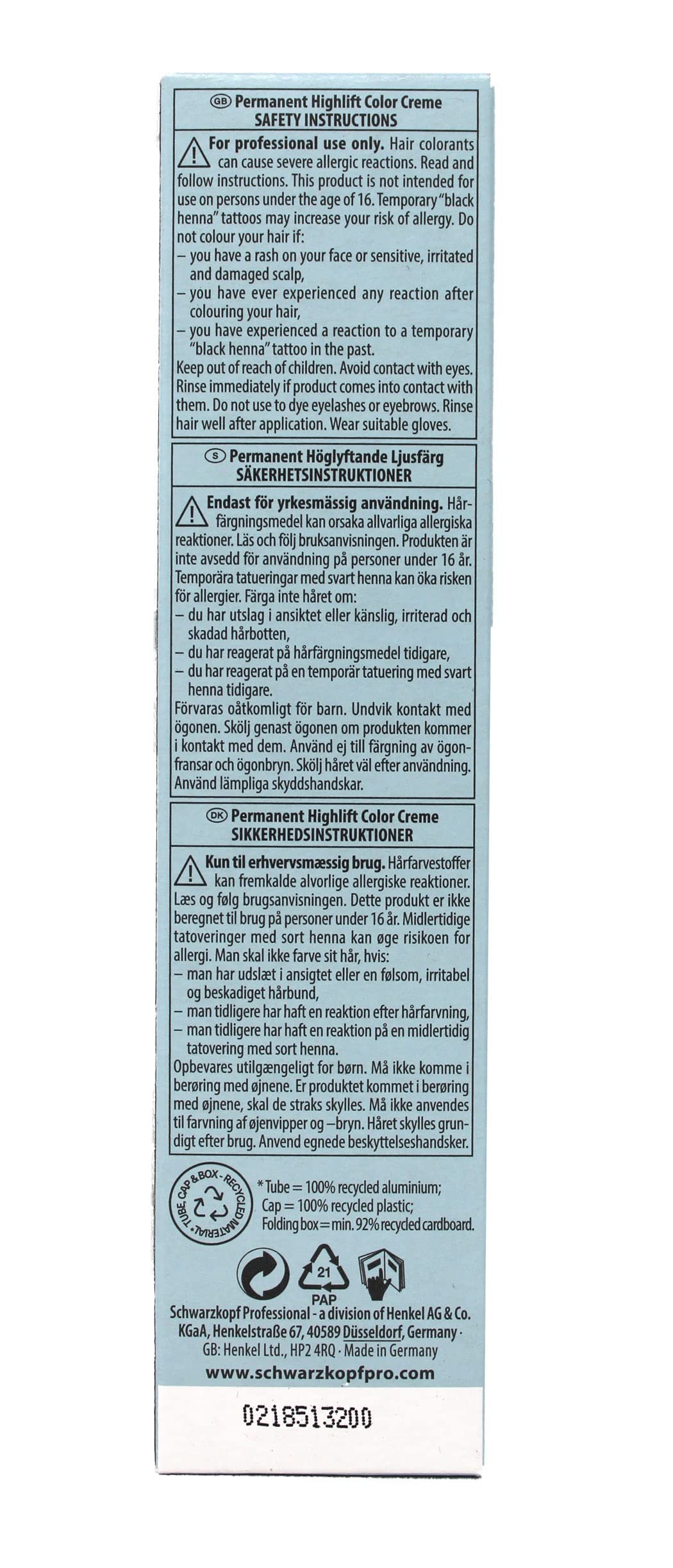 施华蔻 Igora Royal 永久染发剂 Highlifts - 10-21 Ultra Blonde Cendre Beige