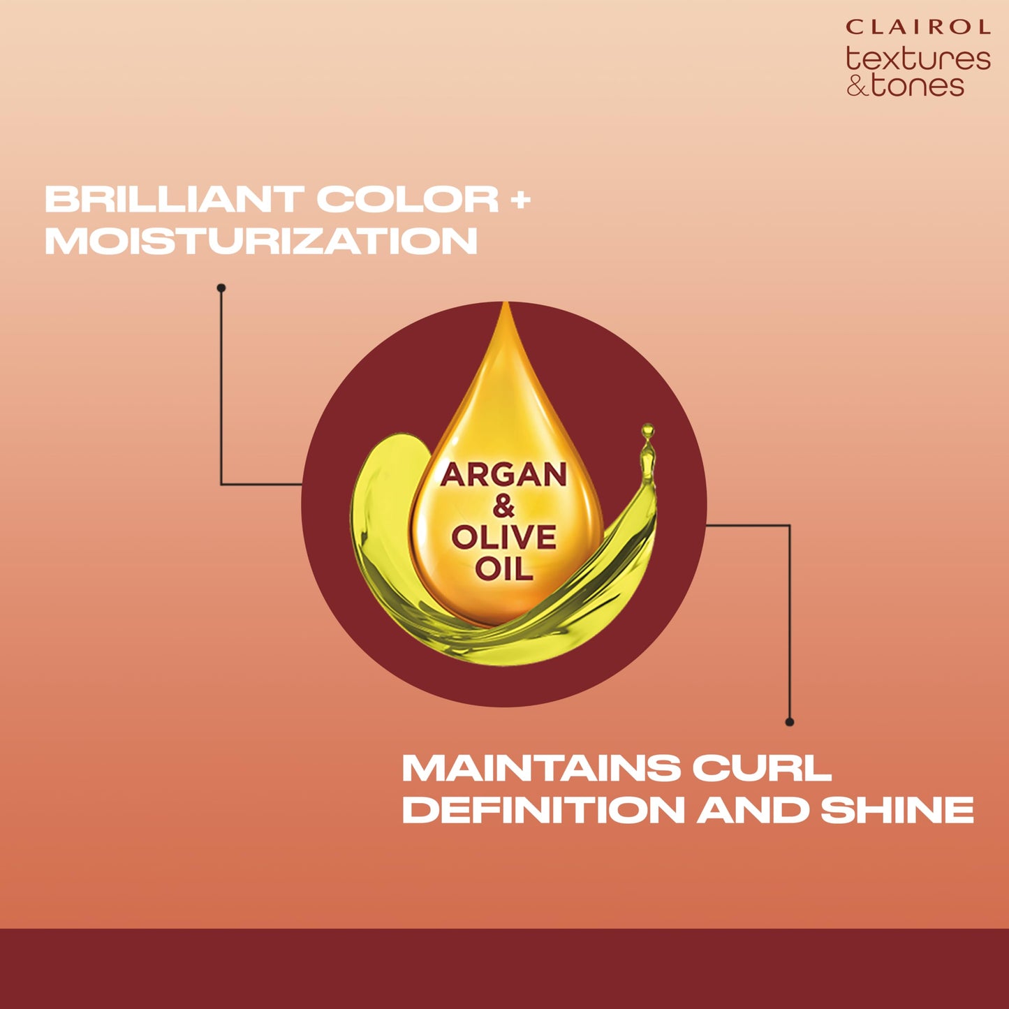 Coral Clairol Textures & Tones Permanent Hair Dye, 5G Caramel Brown Hair Color| Ammonia Free | Moisture-Rich Formula with Argan, and Olive Oil for Brilliant Shine | Pack of 1