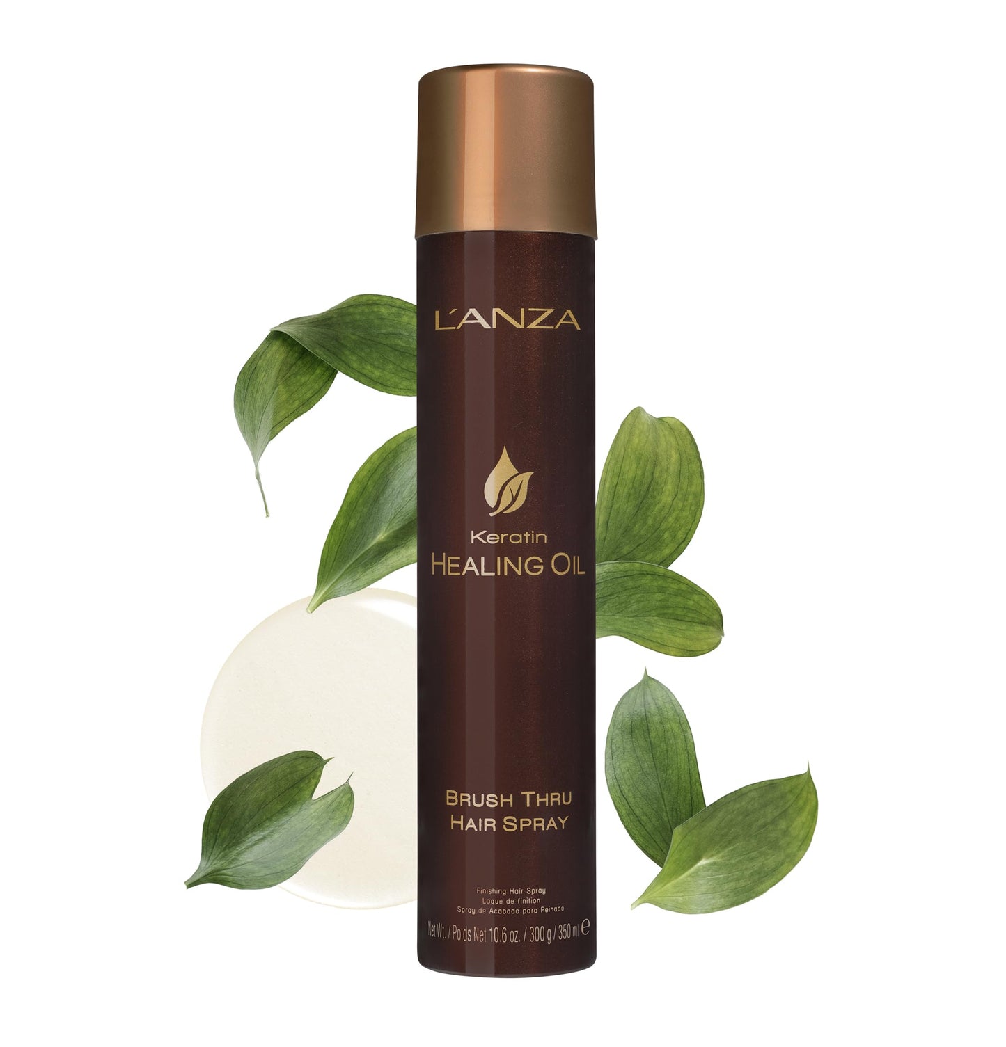 L'ANZA Keratin Healing Oil Brush Thru Hair Spray with Medium Hold Effect, For a Shiny Finishing and a Long-lasting Look, With Triple UV and Heat Protection, Suitable For All Hair Types (10.6 Fl Oz)