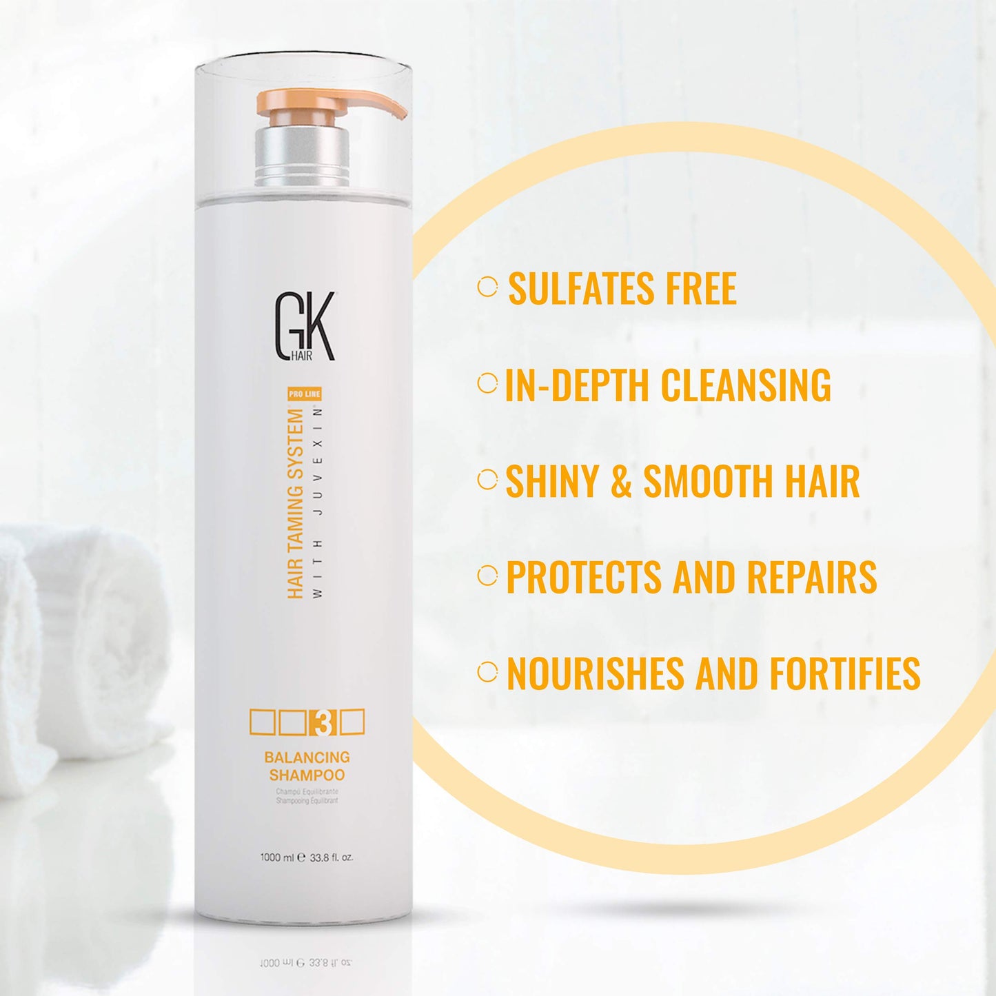 GK HAIR Balancing Shampoo Repairs Dry Damage For Oily Flaky Itchy Scalp Thinning Removes Impurities Deep Cleansing Natural Moisture Keratin Treatment Sulfate Parabem Free All Hair Types - 33.8 Ounce