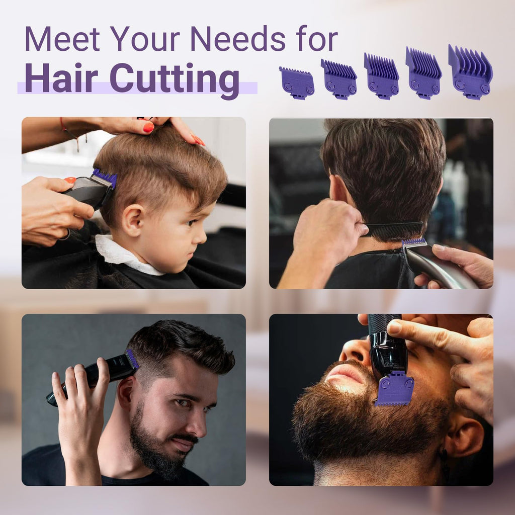 01410 Dual Magnetic Clipper Guards Replacement for Andis Master Hair Clippers MBA, MC-2, ML, PM-1, PM-4, and PM-5, PM Family Hair Clippers, 5 Packs Waterproof Clipper Comb Set, Purple