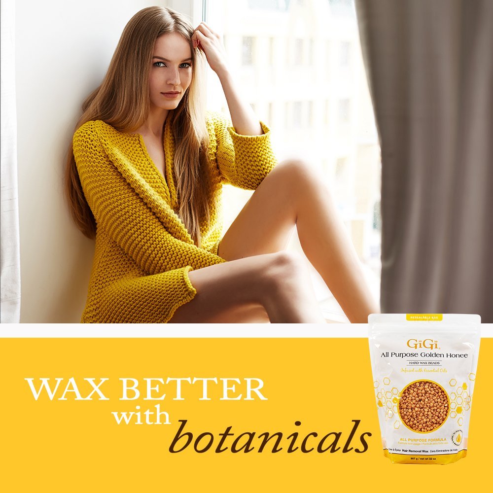 GiGi 硬蜡珠，金蜂蜜多用途脱毛蜡，无需脱毛纸，32 盎司
