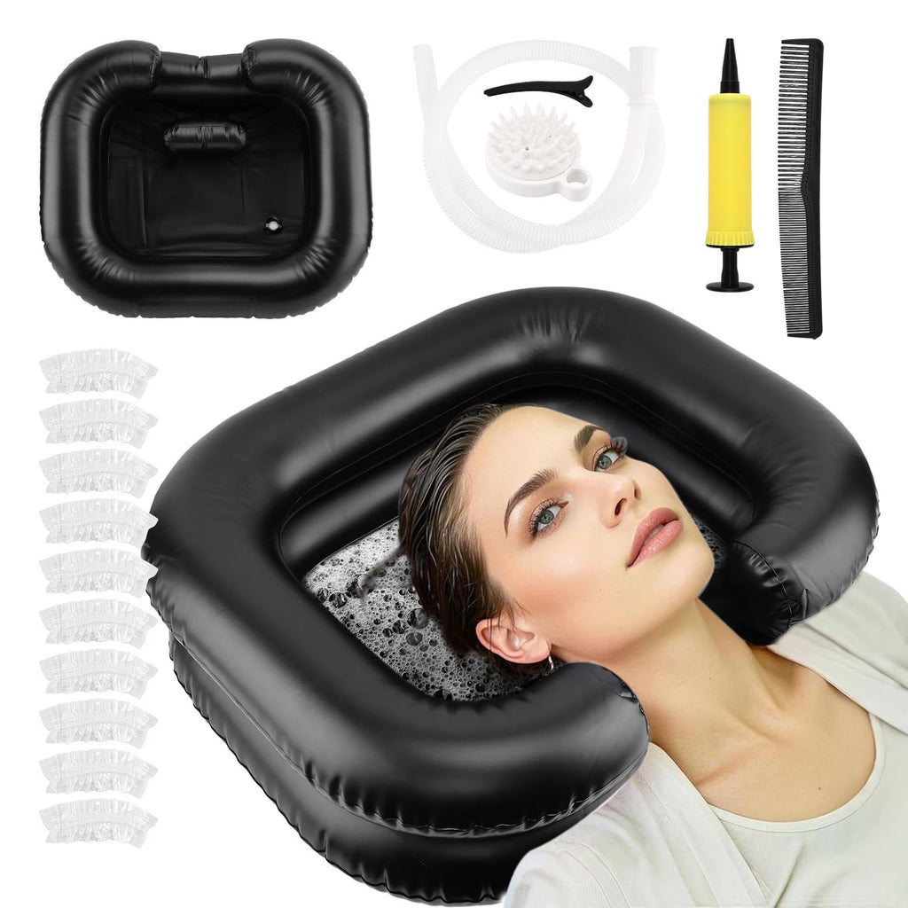 Inflatable Shampoo Basin, Portable Wash Hair in Bed with Inflatable Sh ...