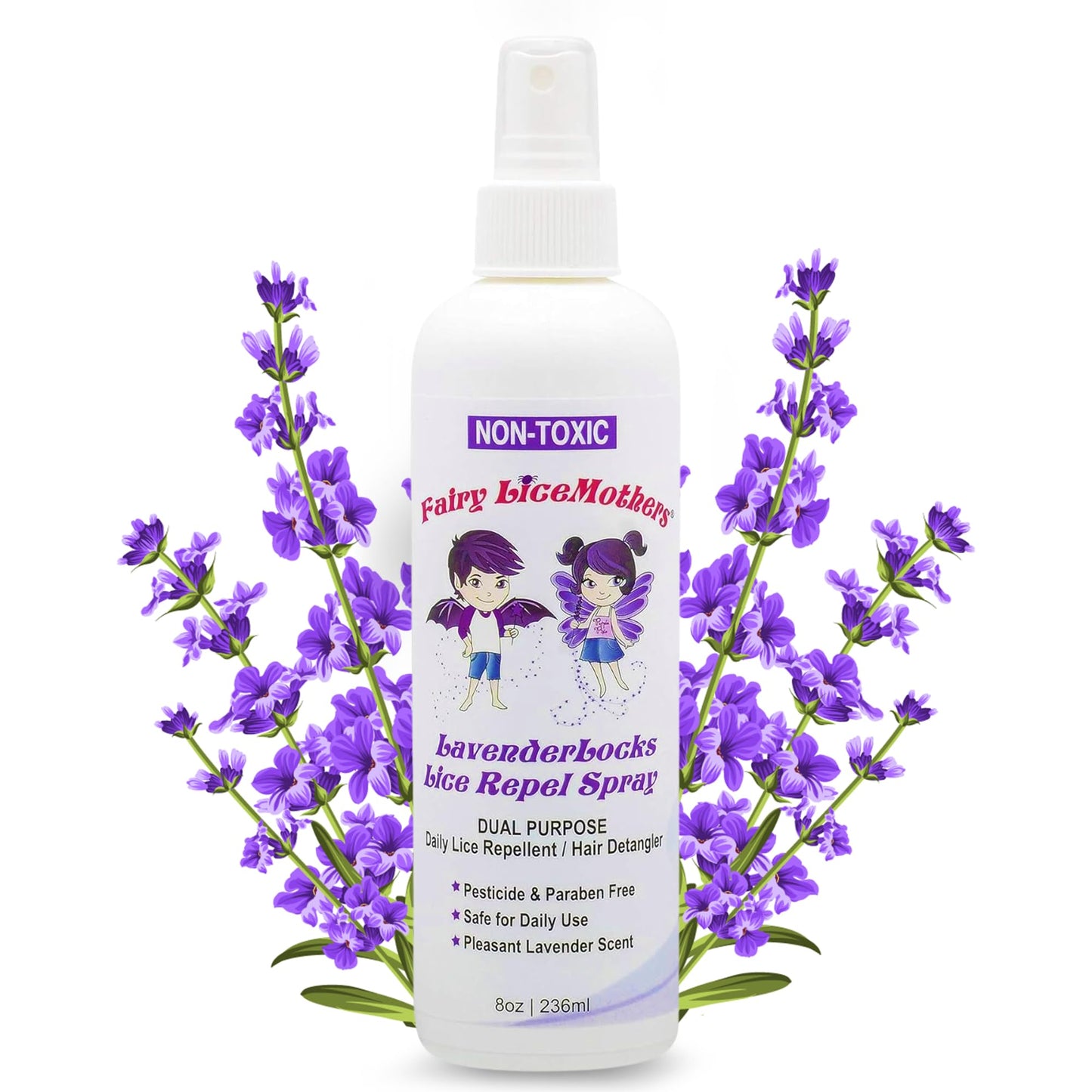 Fairy LiceMothers LavenderLocks Lice Prevention Spray - Head Lice Treatment for Kids & Adults - Prevent Lice Infestation with Lavender Oil - Gentle Lice Spray for Hair - Treats Lice Eggs - 8 fl oz