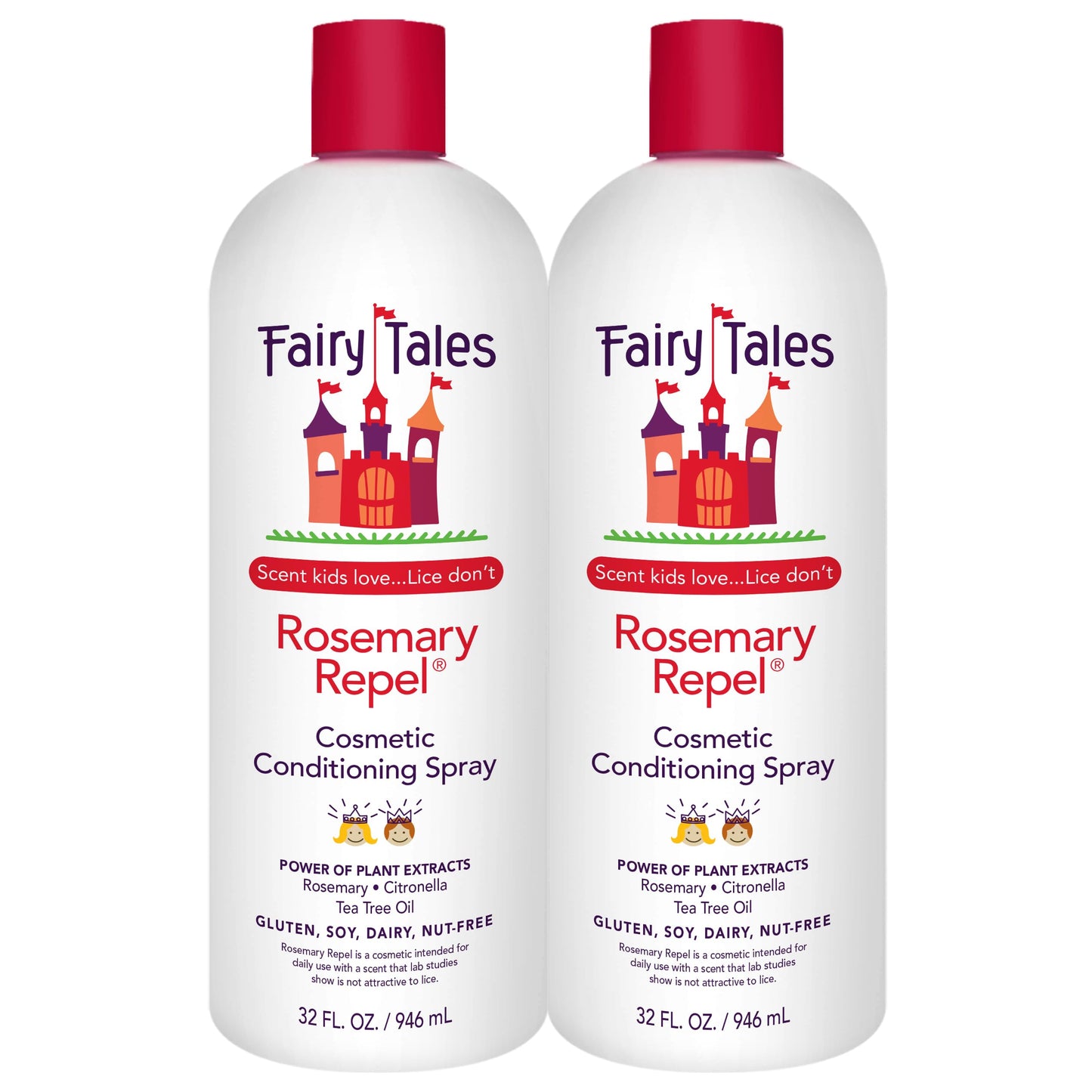 Spray revitalisant quotidien Fairy Tales Rosemary Repel pour enfants, recharge – Les enfants aiment l'odeur, pas les poux, 947 ml (lot de 2)