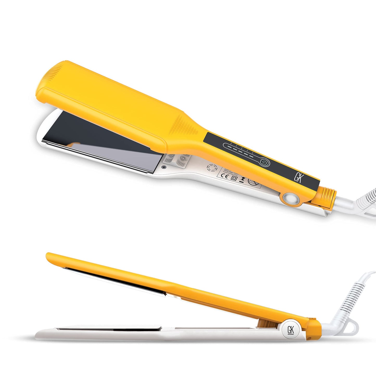 GK HAIR Global Keratin One Control Titanium Styling Flat Iron, 1.5 inches Wide Plates, Auto Shutoff, Professional Straightener, All Hair Types, 150C-232C