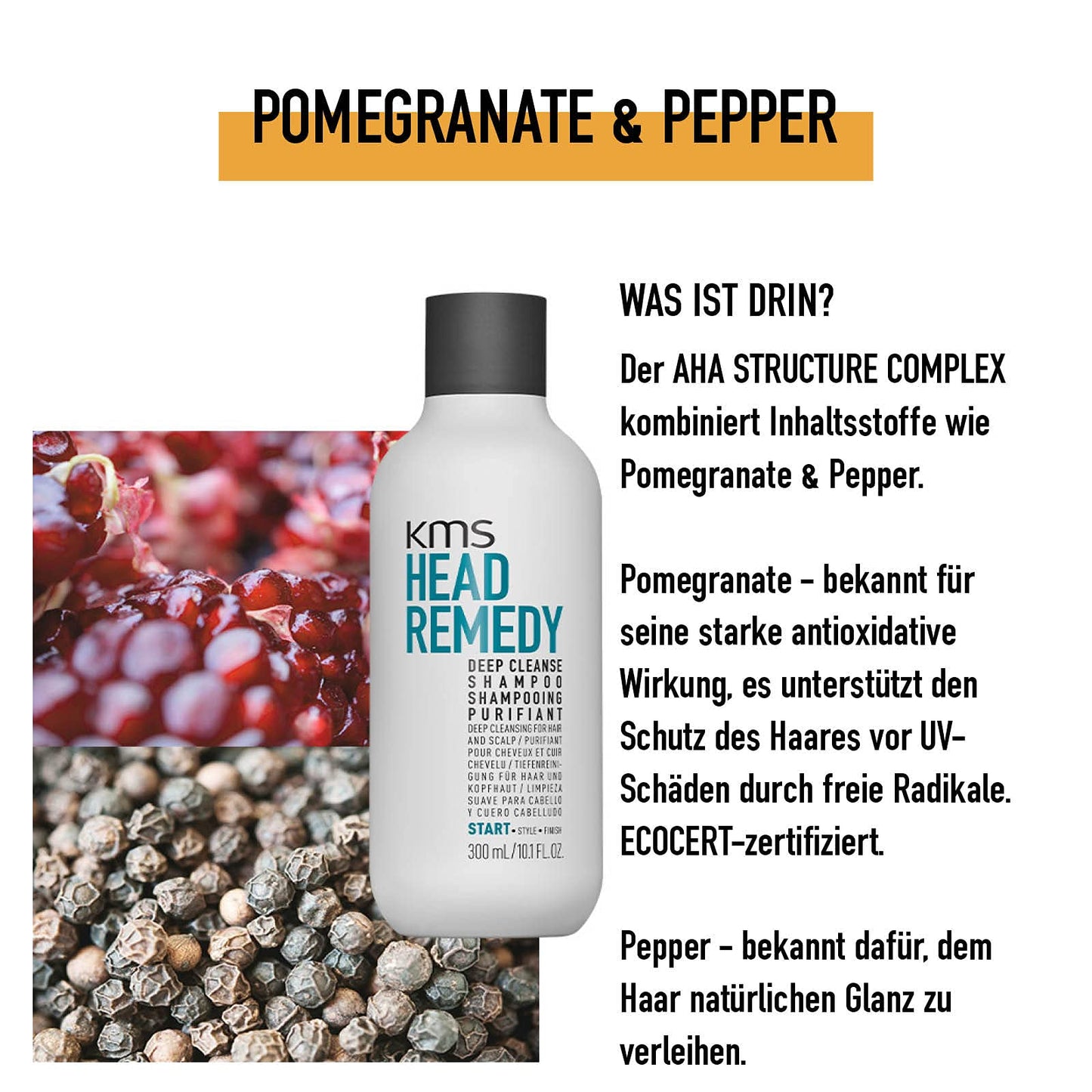 Shampooing clarifiant nettoyant en profondeur KMS HEADREMEDY, 283 g