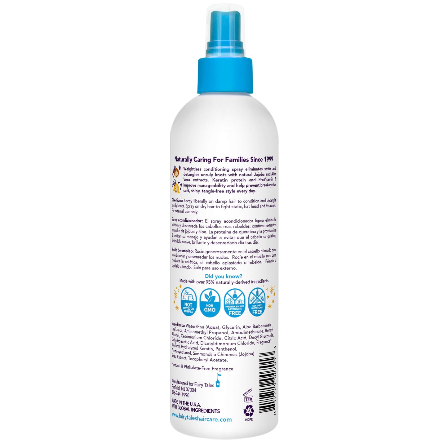 Fairy Tales Tangle Tamer Static Free Detangling Spray - Detangler Spray for Kids - Paraben Free, Sulfate Free, Gluten Free, Nut Free - 12 oz