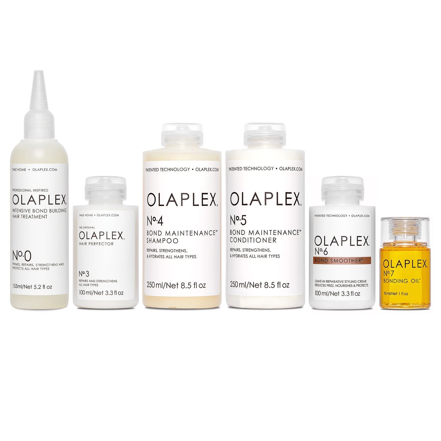 Olaplex 完整头发修复系统套装：0、3、4、5、6、7 号，强效键合，强韧、修复、保湿和控制毛躁长达 72 小时，适用于所有发质