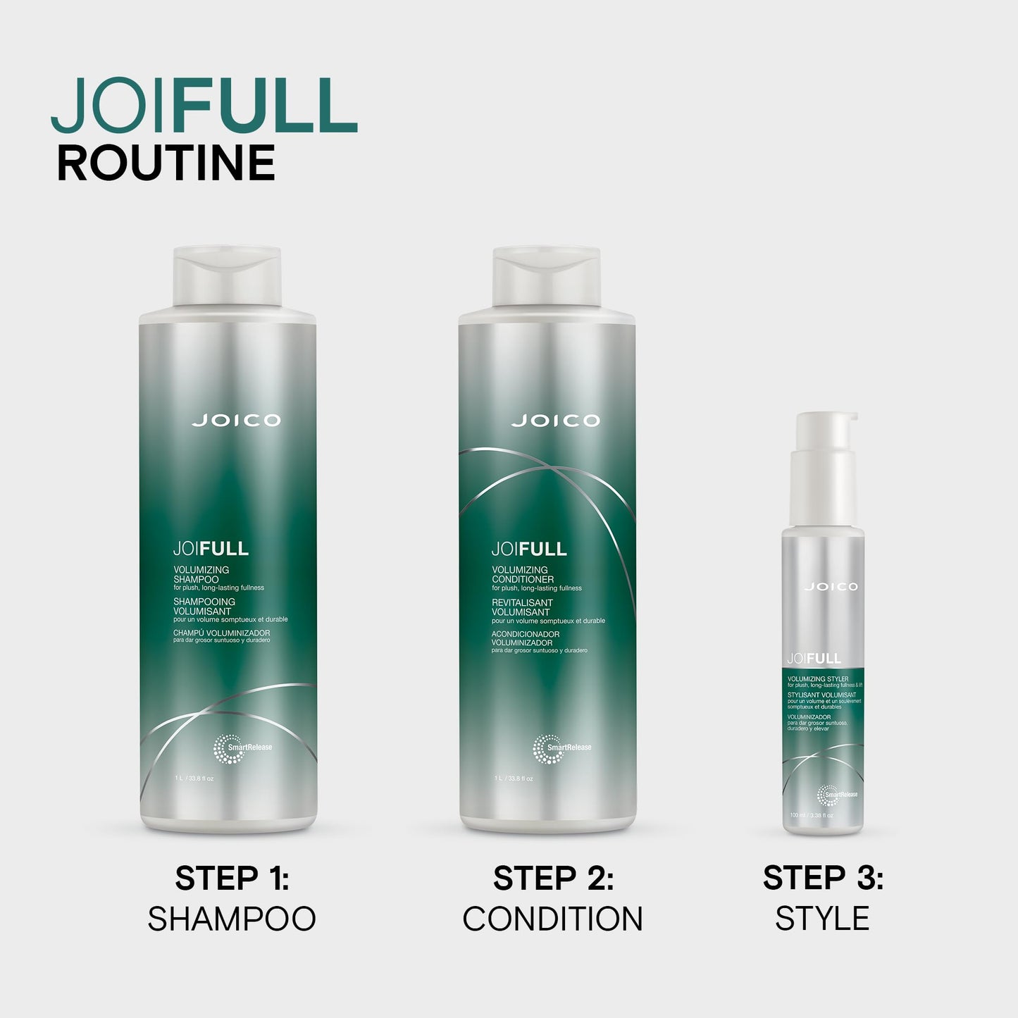Joico JoiFULL 丰盈洗发水 | 适用于细软发质 | 瞬间丰盈 | 持久丰盈 | 使秀发更浓密有弹性 | 提升光泽 | 蕴含莲花与竹子提取物 | 33.8 液体盎司