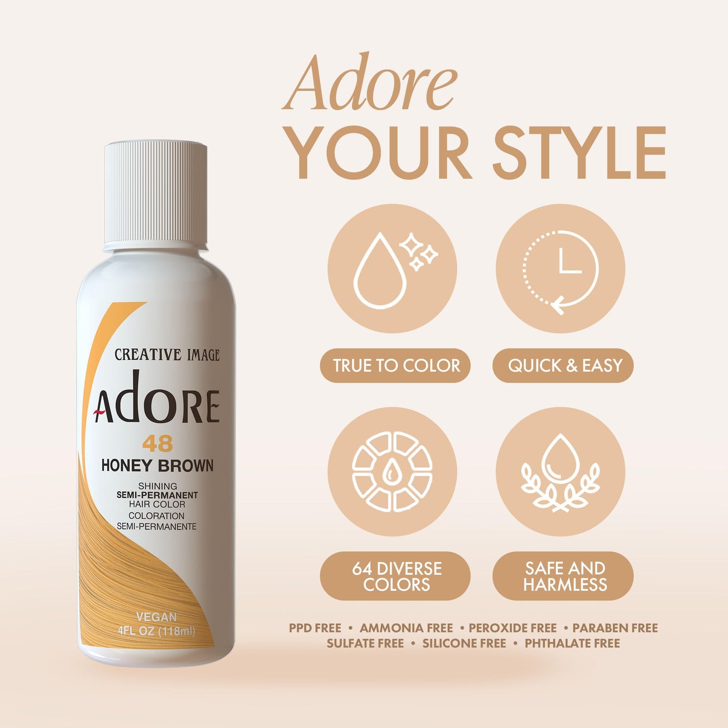Adore Semi Permanent Hair Color - Vegan and Cruelty-Free Brown Hair Dye - 4 Fl Oz - 056 Cajun Spice (Pack of 1)