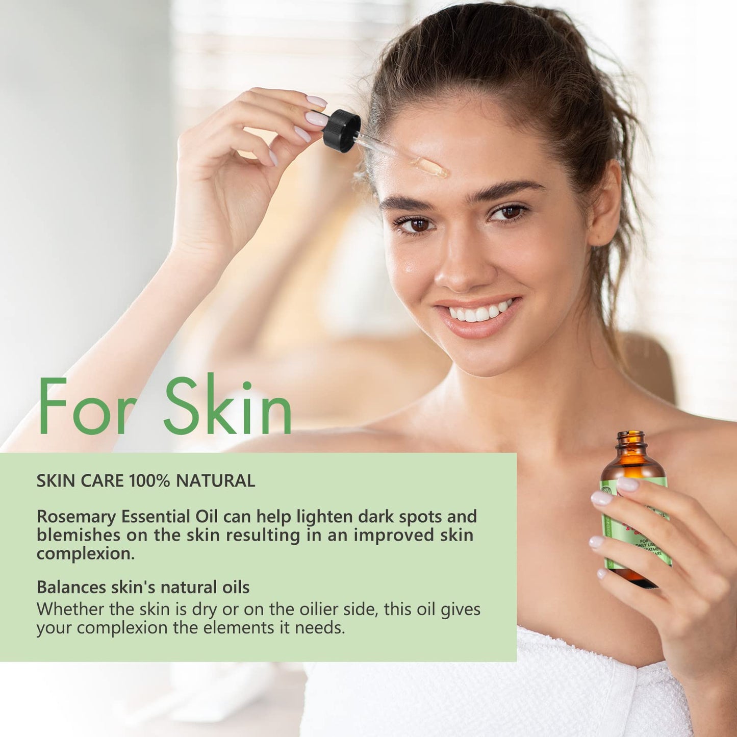 Bieyoc Rosemary Oil, 100% Pure Natural for Hair Growth, Treatment For Damaged & Dry Skin hair, Cold Pressed Oil For Growth, Eyebrows, Eyelashes, Nails and Skin(60ml)