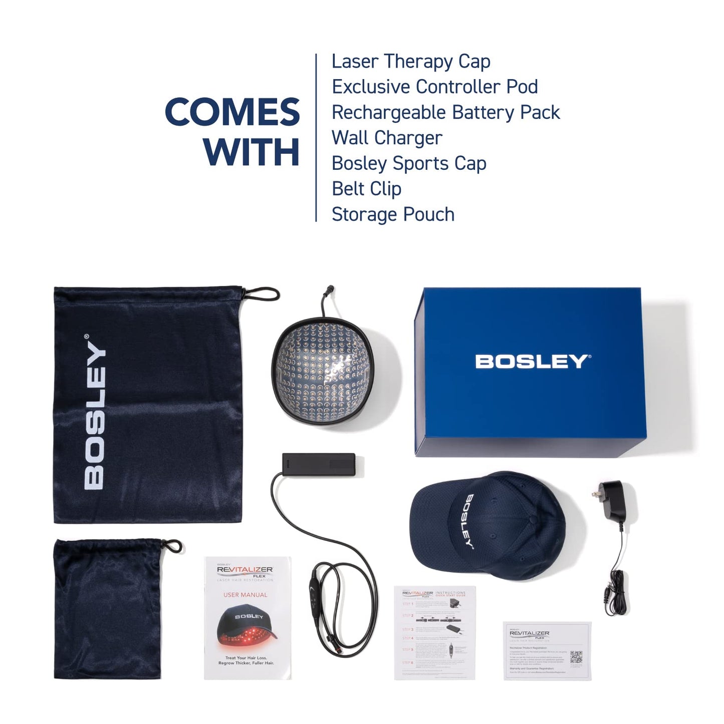 White Smoke Bosley Revitalizer 272 Flex 100% Laser No LEDs Hair Growth Cap (LLLT) Men and Women - Regrowth, Home Treatment, Thicker, Fuller, Healthy Hair, FDA Cleared, Large Size