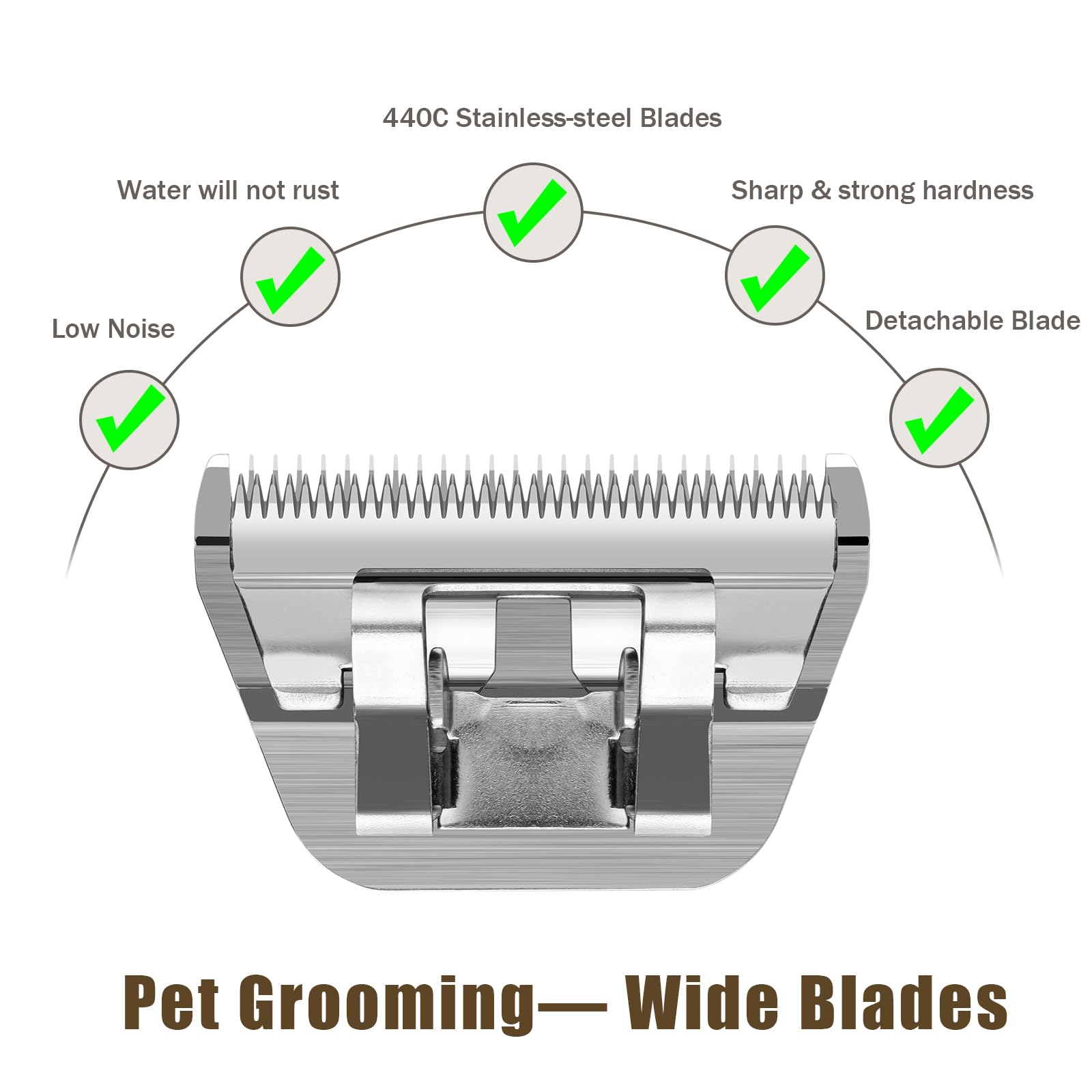 Filymosie 3 Pack 10W Wide Blades for Dog Grooming,Compatible with Andis,Oster A5,Wahl km10 Clippers,Cutting Length 1/16"