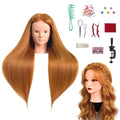 Makeup Mannequin Head with 80% Light Auburn Real Hair, Practice Hair Mannequin Head for Hair Styling, 28" Cosmetology Training Doll Head for Kids
