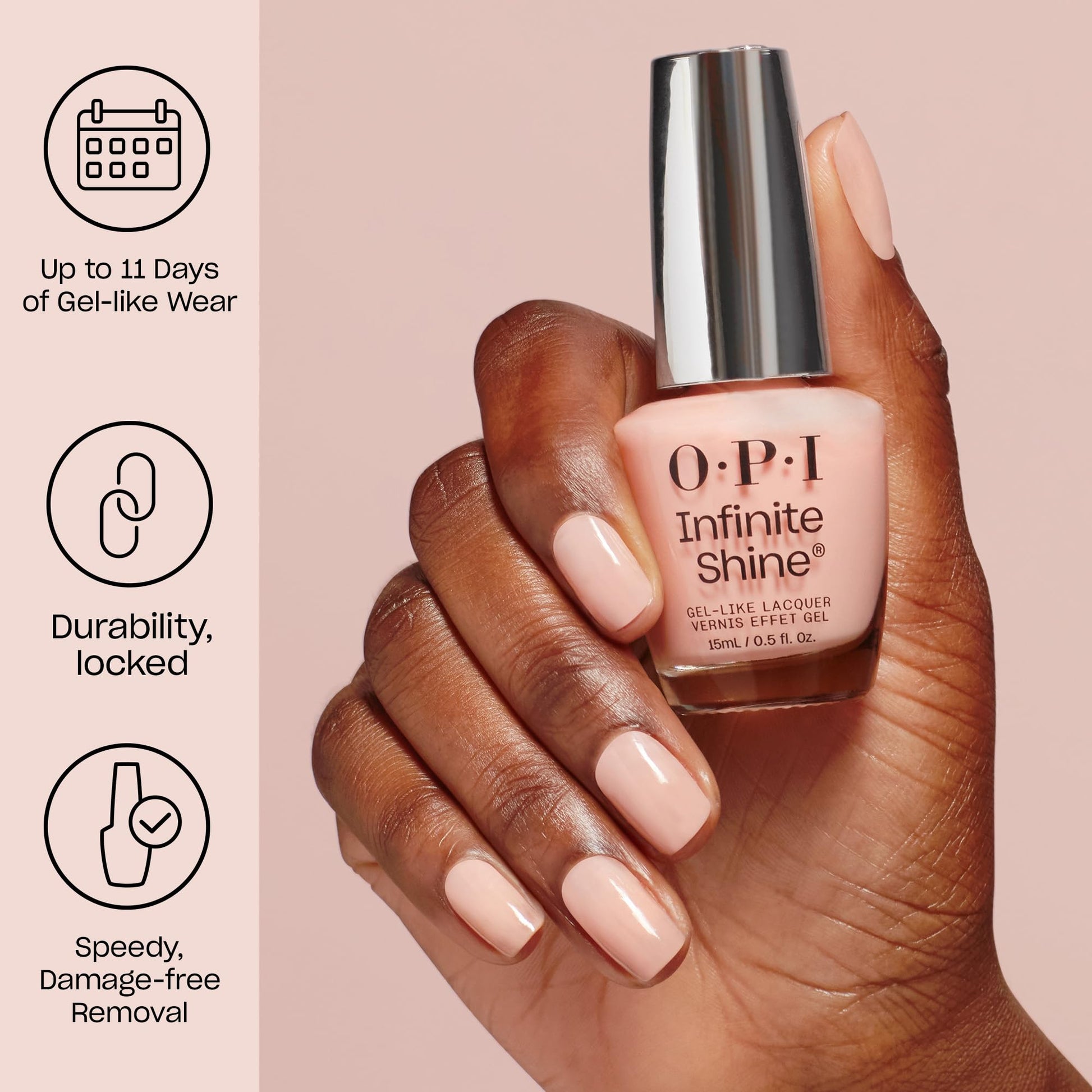 Gray OPI Infinite Shine Funny Bunny | Sheer Soft White Crème Long Wear Gel Like Nail Polish | Vegan, Long Lasting, Streak Free