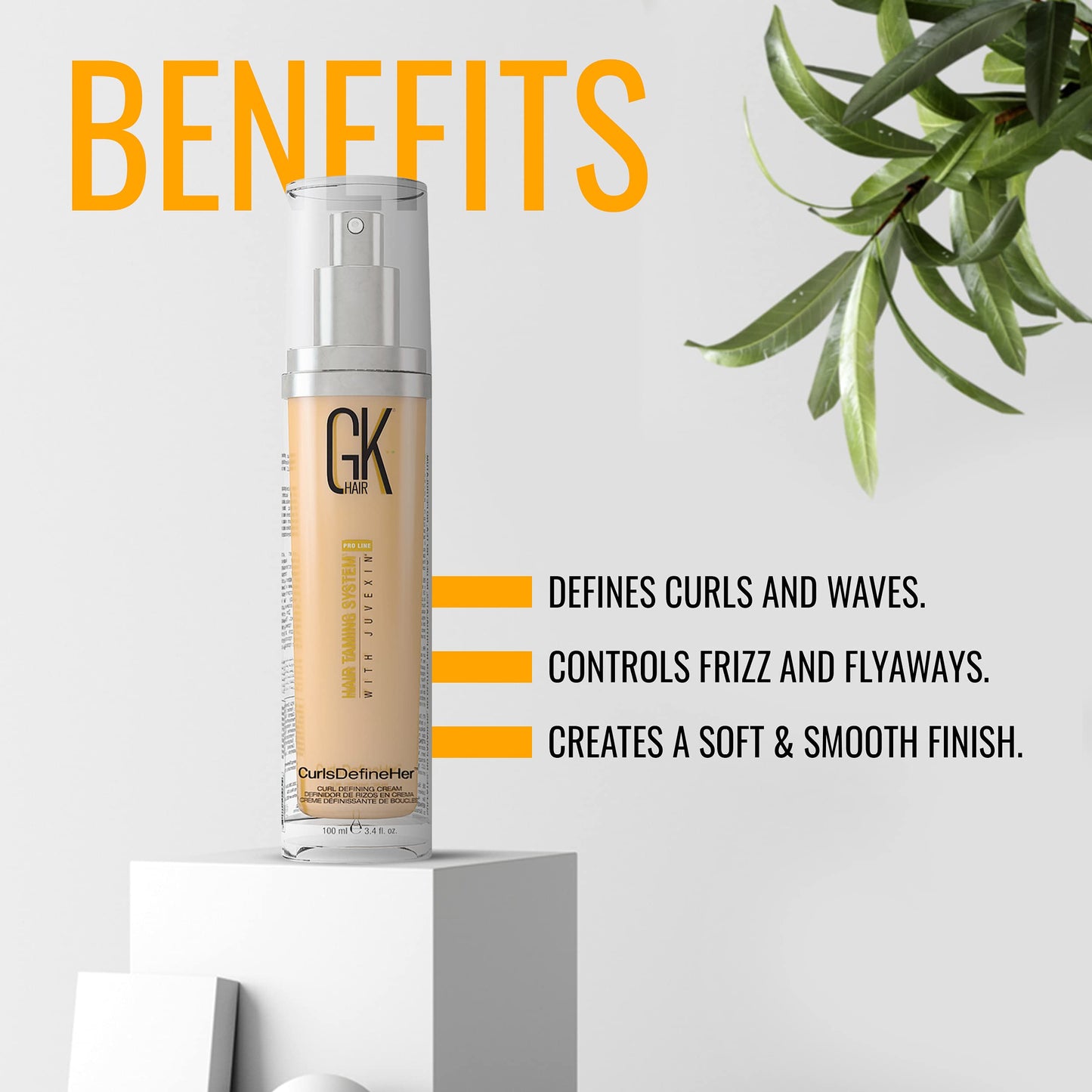 GK HAIR Global Keratin CurlsDefineHer (3.4 Fl Oz/100ml) Curl Defining Cream Curl Activator/Moisturizing Cream, Frizz Control for Natural Hair (3.4 fl. oz)