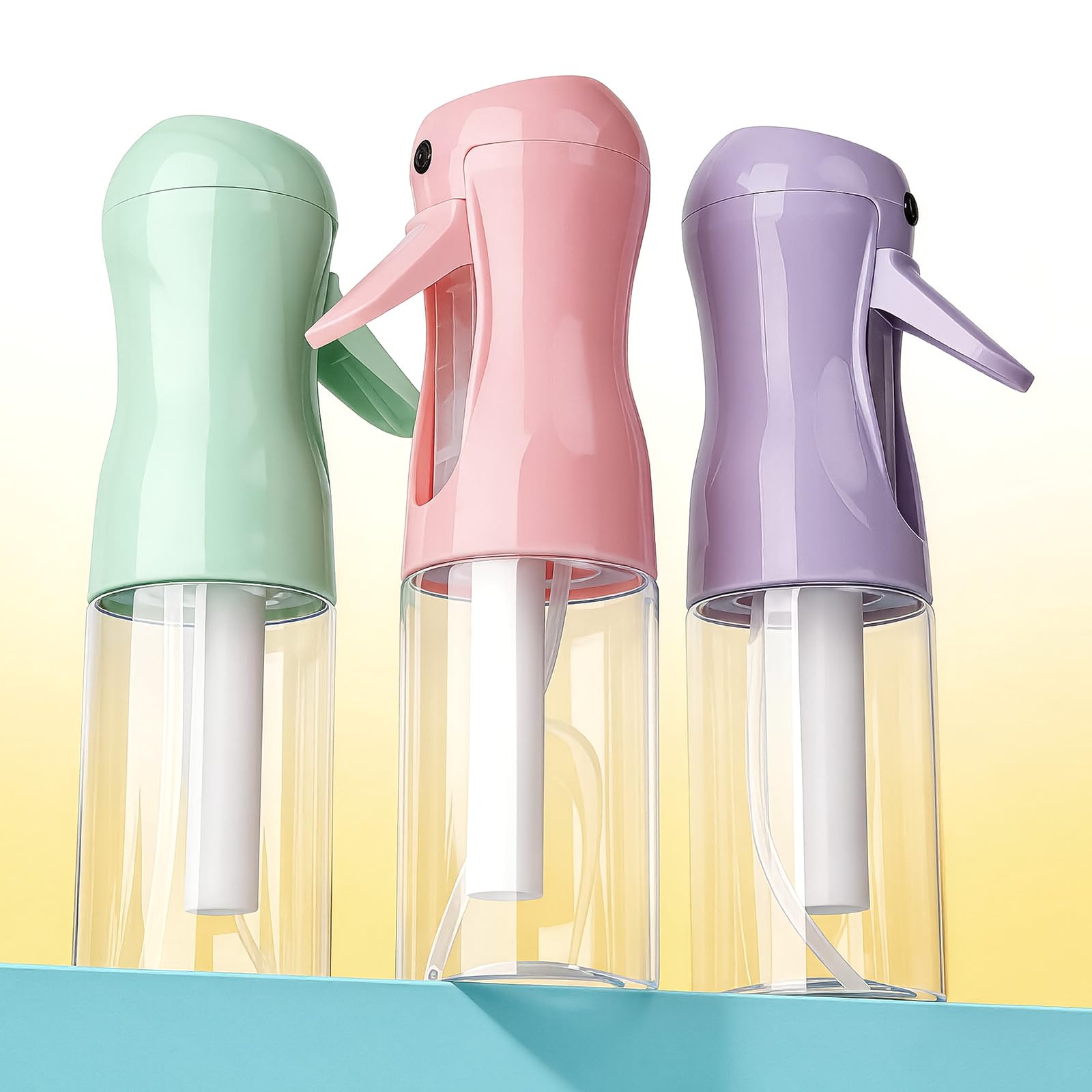 RMNJPW 3Pcs Continuous Spray Bottles For Hair,Ultra Fine Mister for Hair Styling, Plants, Cleaning, Salon, Misting & Skin Care（200ml/6.8oz Green+Pink+Purple）