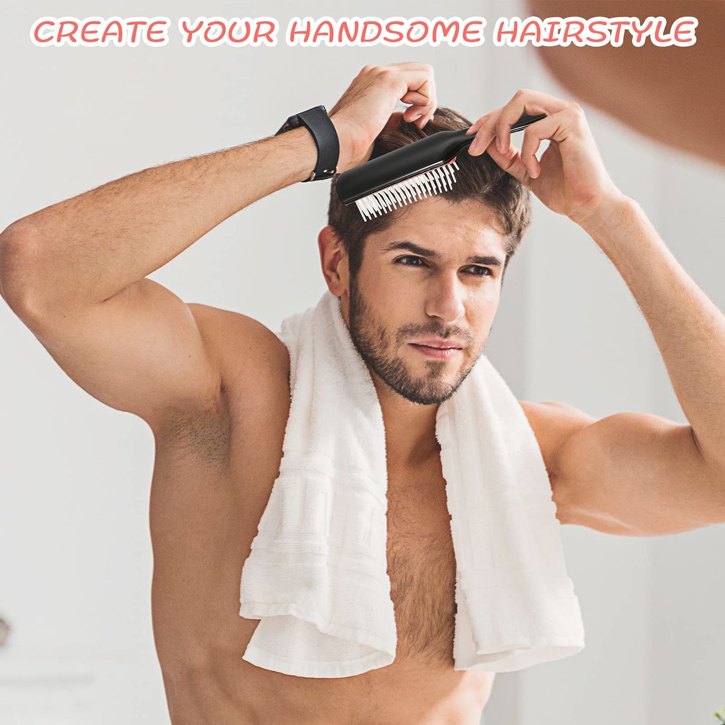 Brosse à cheveux Patelai en nylon, 3 tailles, 9 et 5 rangées, pour cheveux bouclés naturels, démêlante, peigne de voyage pour femmes et hommes, volumisante, modelante, séparatrice, définissante, pour salon de coiffure (rouge et noir)