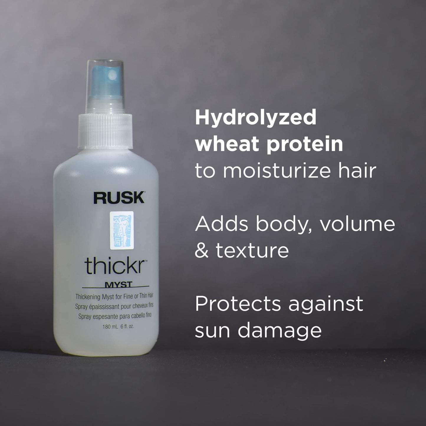 RUSK Designer Collection Thicker Thickening Myst for Fine or Thin Hair, Provides Body, Volume, and Texture, 6 fl. oz