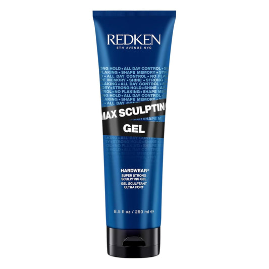 Gel sculptant Redken Max pour tous types de cheveux : corps et brillance intense, longue tenue et contrôle sans pellicules.