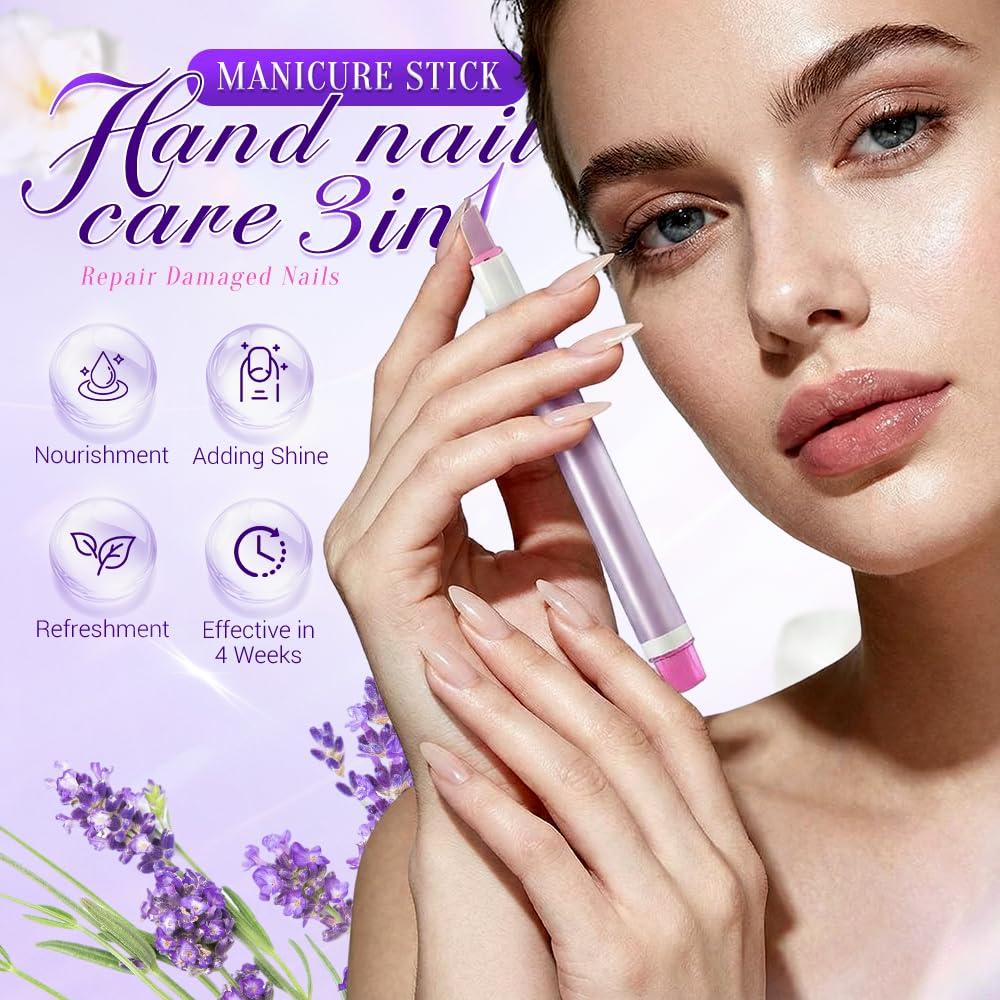 Lavender Jurfest 2-In-1 Cuticle Oil Pusher Pen,Ceramic Cuticle Remover, Portable Nail Oil Pen, Moisturizing Supports a strong look For Nail Salon, Gentle Hangnail Remover For Women (Rose + Lavender)