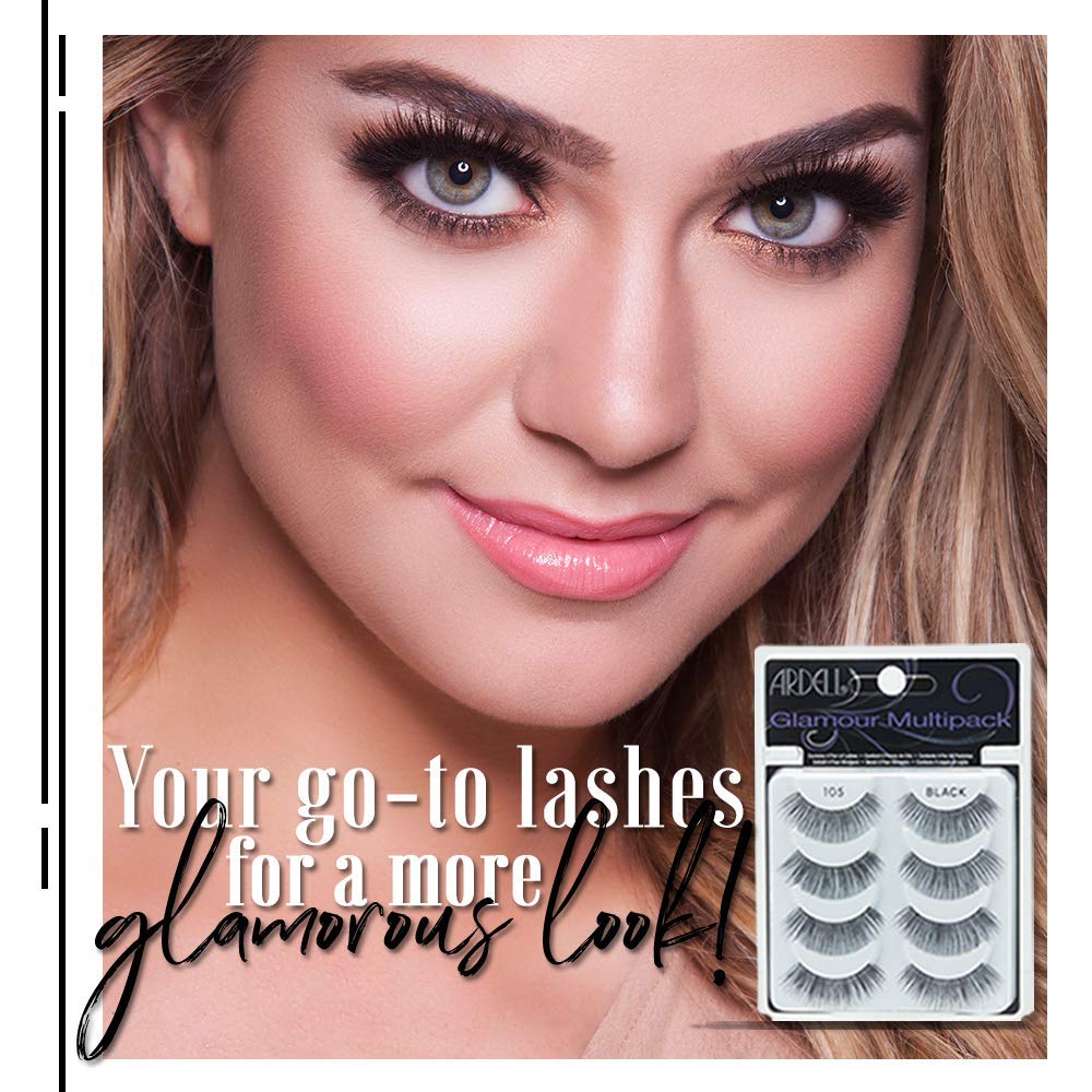 Ardell Multipack 105 False Lashes, Glamour Fake Eyelash, 1 Pack X 4 Pairs