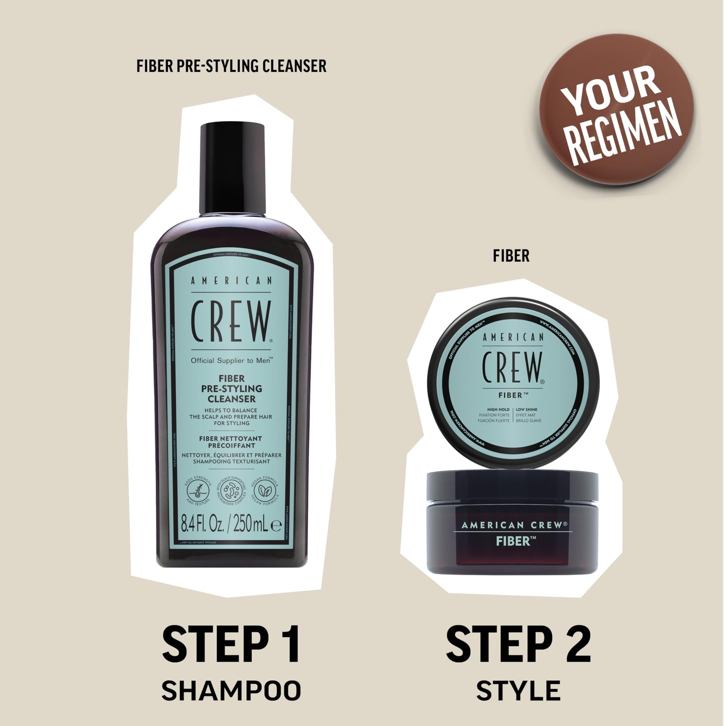 Light Gray American Crew Men's Hair Fiber (OLD VERSION), Like Hair Gel with High Hold with Low Shine, 3 Oz (Pack of 1)