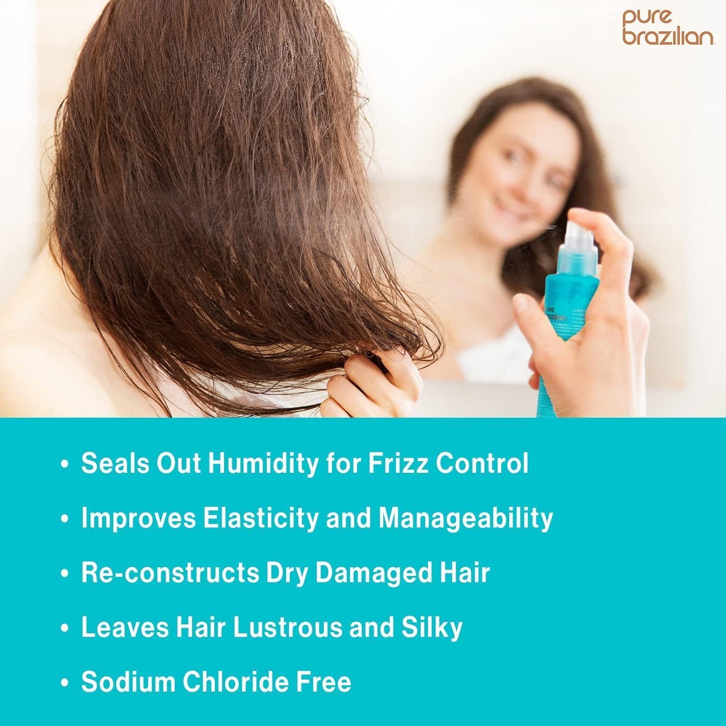 Pure Brazilian Leave-In Conditioner, Nourishing Hair Treatment Enriched with Keratin to Fortify & Strengthen, 6.78 Ounce (200 Milliliter)