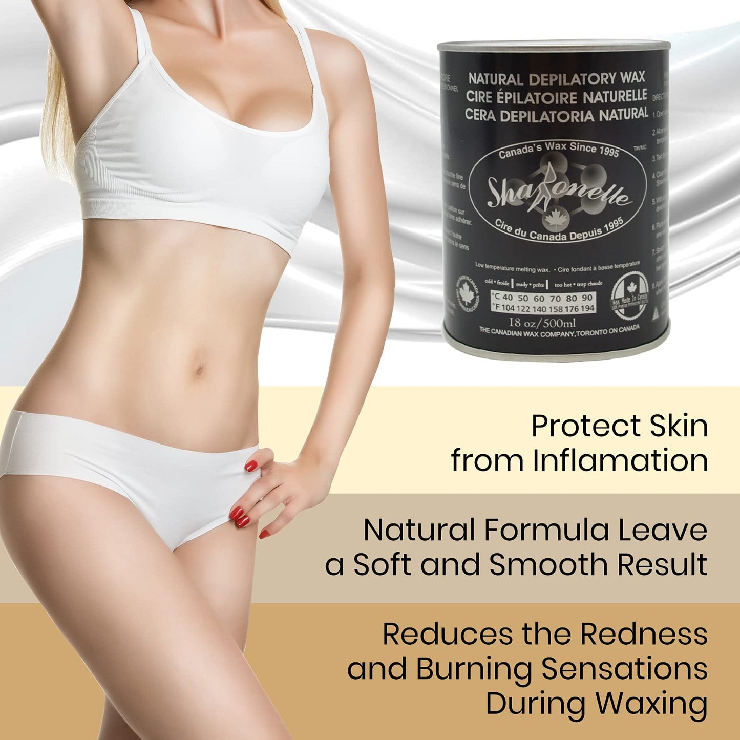 6PC Natural Soft Wax All Purpose Canned Wax for Sensitive Skin Canada-Made Melting Wax by Sharonelle