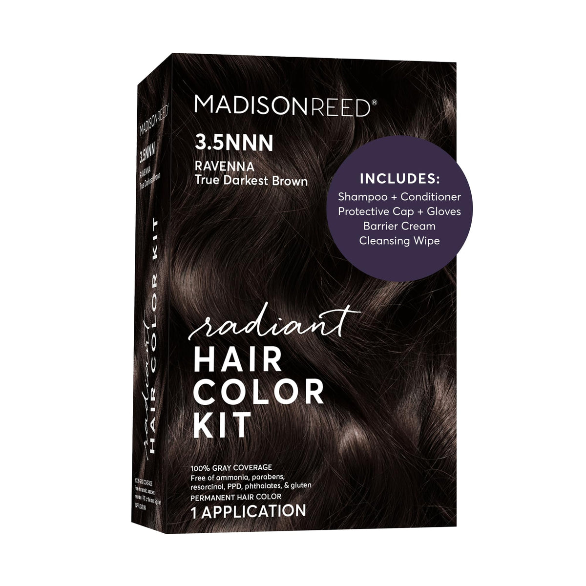 Madison Reed Radiant Hair Color Kit - 3.5NNN Darkest Brown-Black (Ravenna Brown), 100% Gray Hair Coverage Permanent Hair Dye for Resistant Grays | PPD-Free & Ammonia-Free, 1 Pack