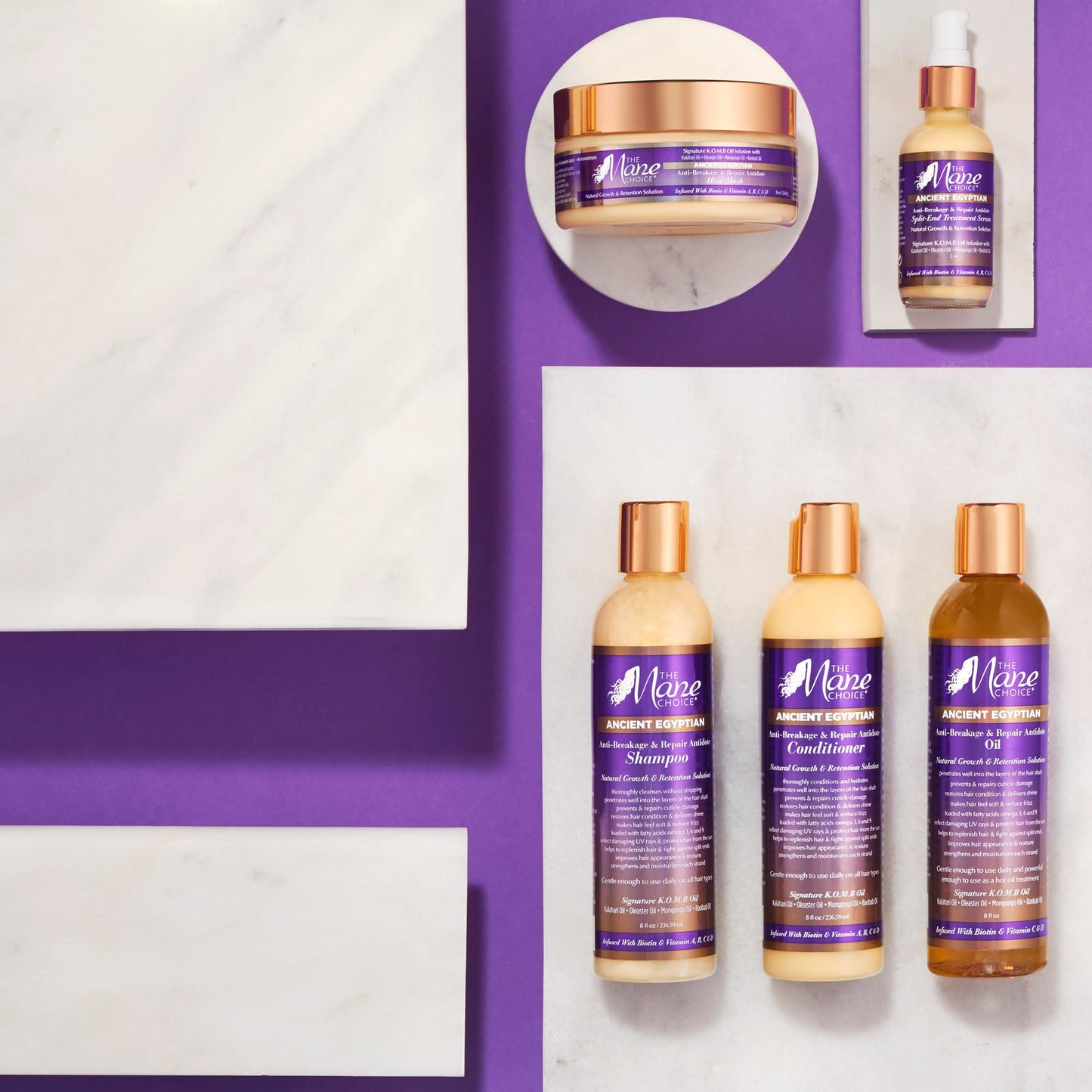 Après-shampoing anti-casse et réparateur égyptien antique The Mane Choice pour cheveux bouclés, ondulés et crépus. Hydrate et renforce les cheveux. Nourrit les cheveux secs et cassants. 227 g.