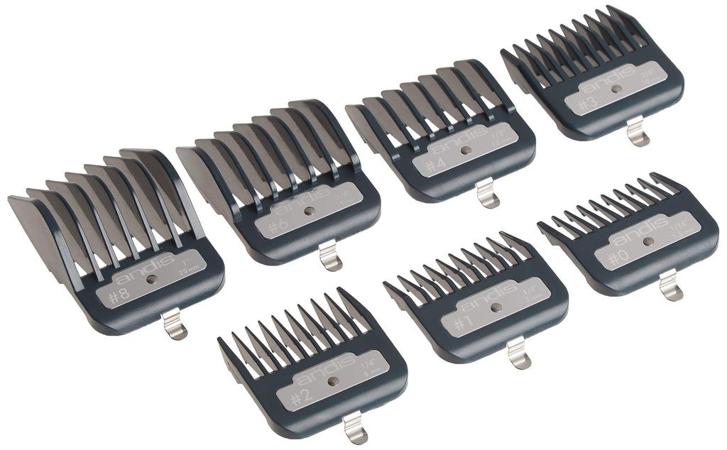 Andis Master Series Premium Clipper Guard Set – 7 Count Attachment Combs with Metal Clips, Professional Cutting Guides