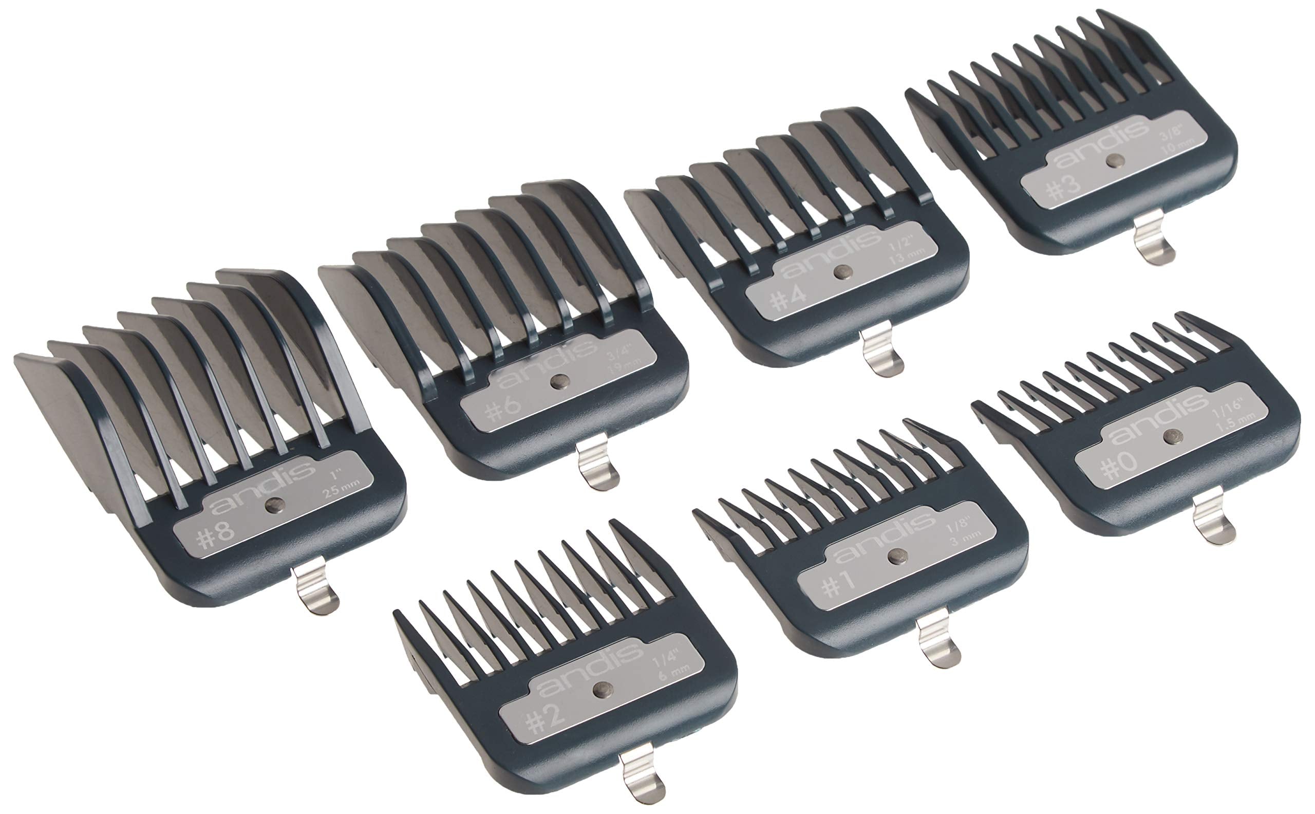 Andis Master Series Premium Clipper Guard Set – 7 Count Attachment Combs with Metal Clips, Professional Cutting Guides