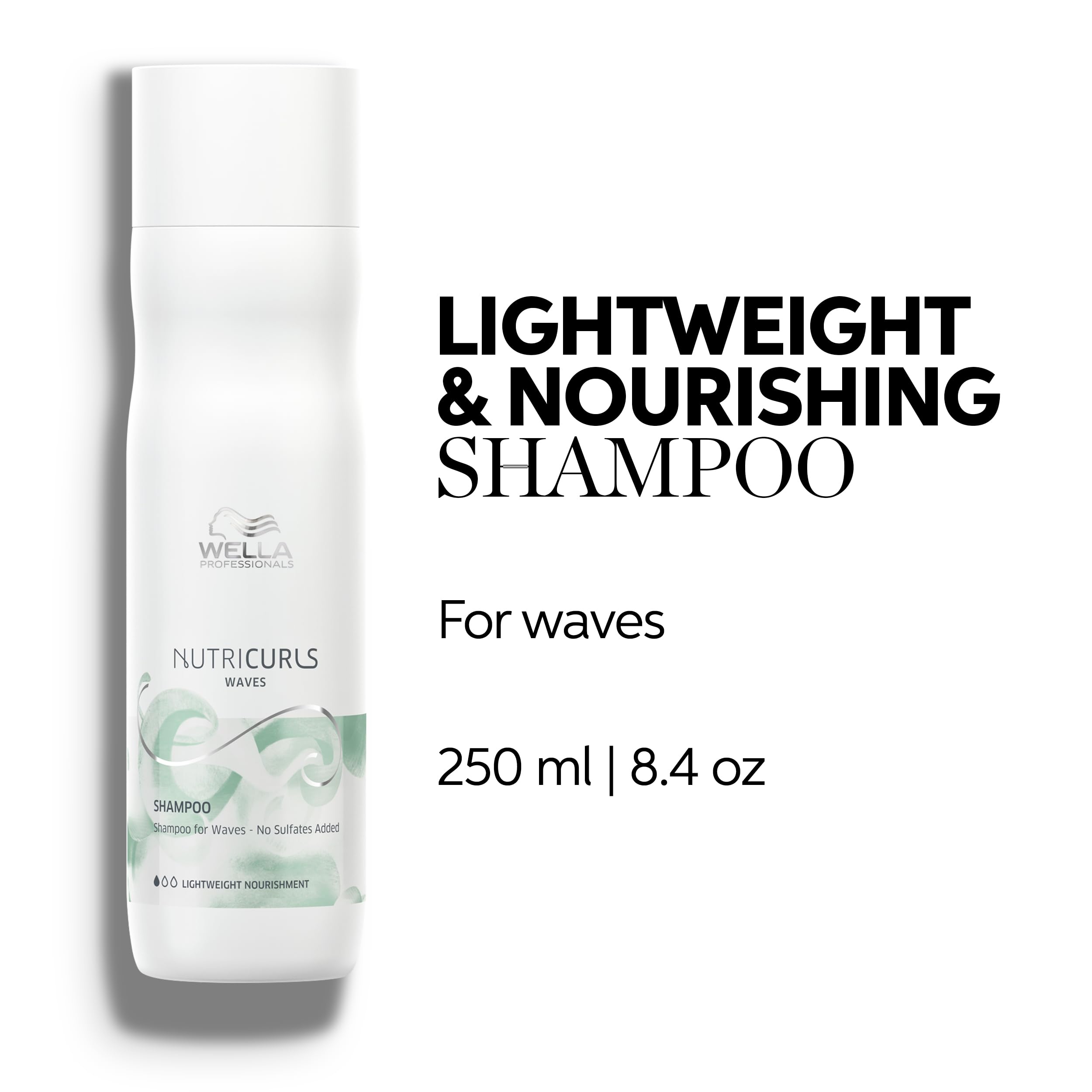 Wella Professionals Nutricurls Shampoo for Waves | Nourish and Define Waves & Curls | Formulated Without Sulfates | 8.4 Fl Oz