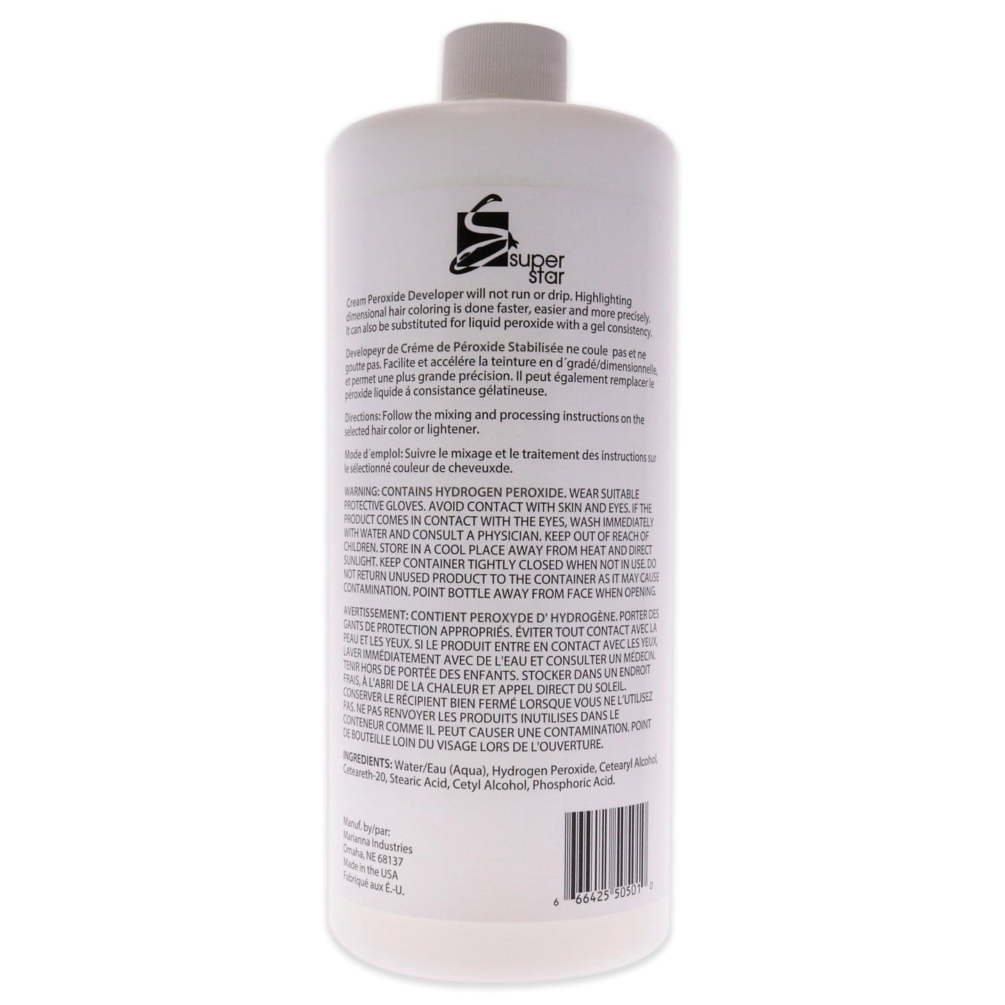 Marianna 出品的 Super Star 50 丰盈乳霜过氧化物显影剂，男女通用 - 32 盎司