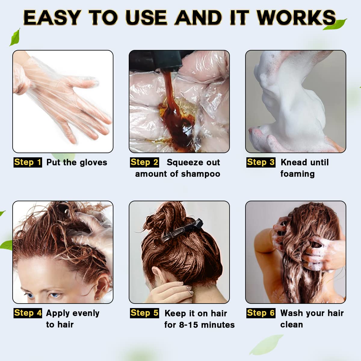 Lavender IIIMEIDU MEIDU Dark Brown Hair Dye Shampoo 3 in 1, Instant Hair Color Shampoo for Women Men, Herbal Ingredients Coloring in Minutes 500ML