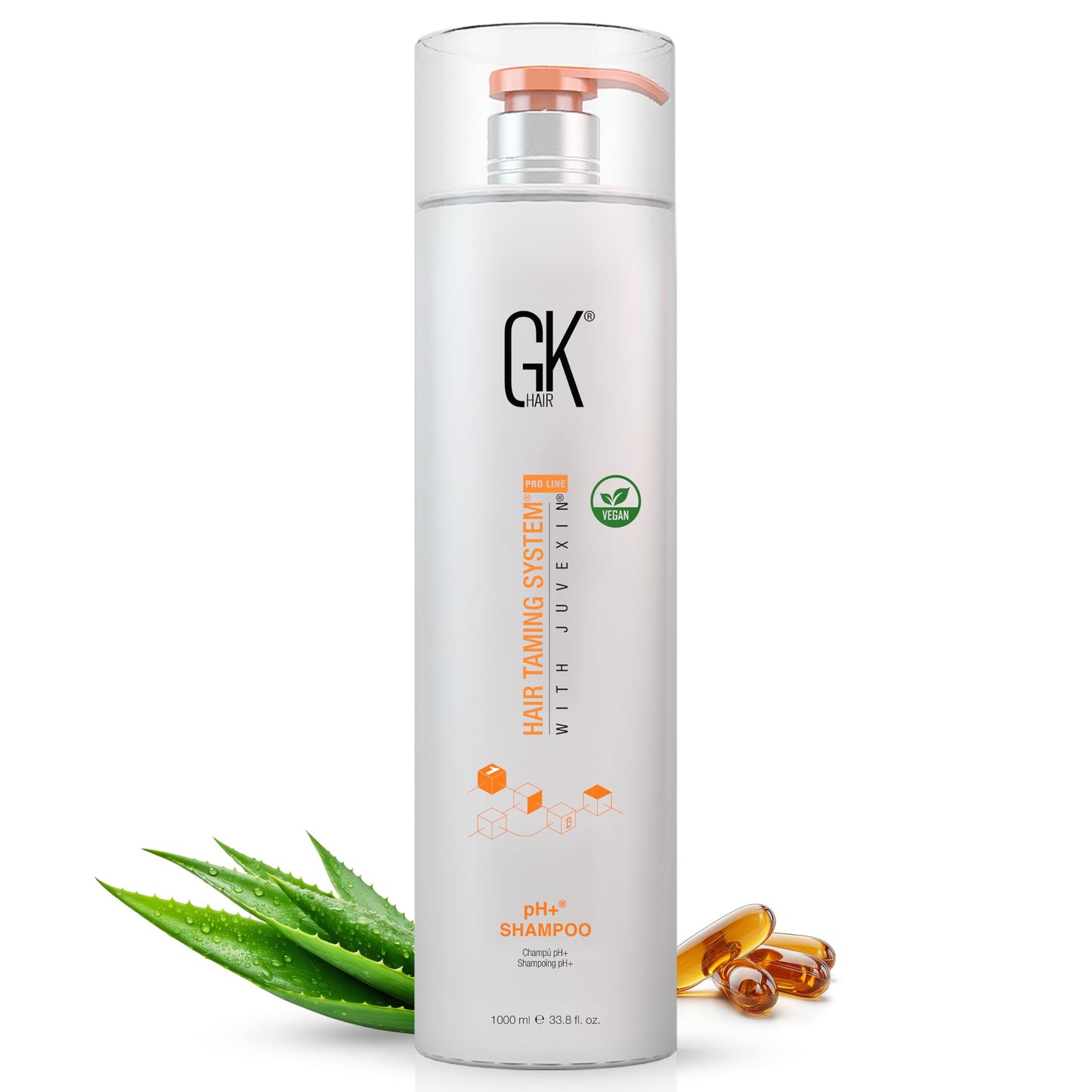 Global Keratin GK HAIR pH+ Pre-Treatment Clarifying Shampoo (33.8 Fl Oz/1000ml) For Preps Hair Deep Cleansing,Removes Impurities -With Aloe Vera, Vitamins & Natural Oils All Hair Types Men and Women