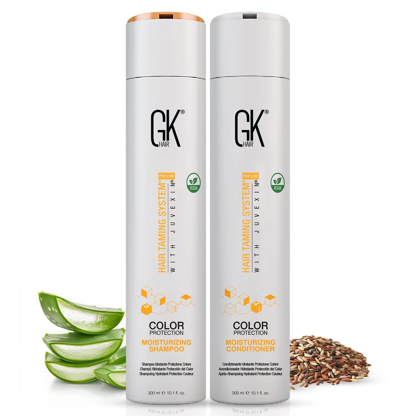 GK Hair Moisturizing Shampoo and Conditioner Set for Color Treated Hairs, Sulfate, Paraben, and Dye Free, with Global Keratin Naturally Derived Clean Ingredients (10.1 Fl Oz x 2)
