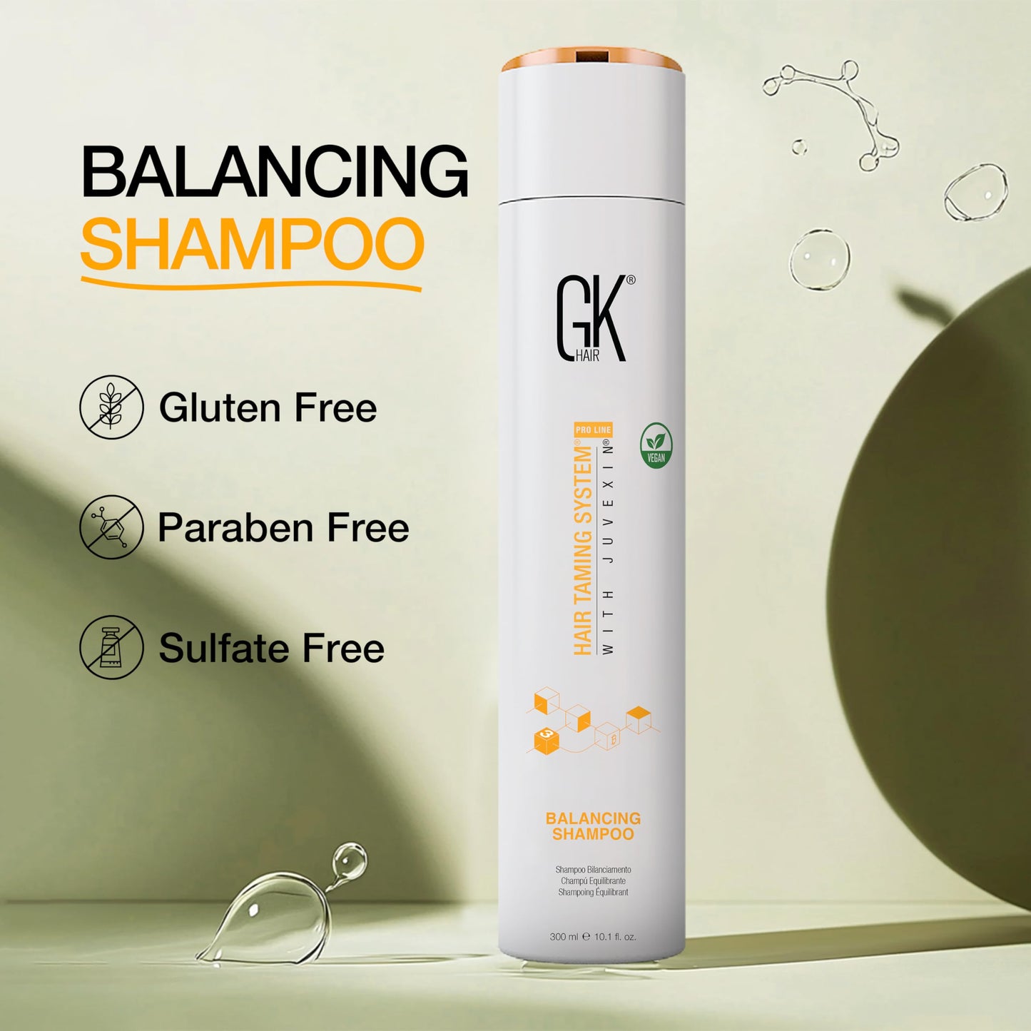 GK HAIR Balancing Shampoo Cleanses and Removes Buildup with Keratin Treatment For Oily Control Flaky Itchy Dry Scalp Thinning nourishing Hair Sulfate Free Women and Men – 10.1 Ounce