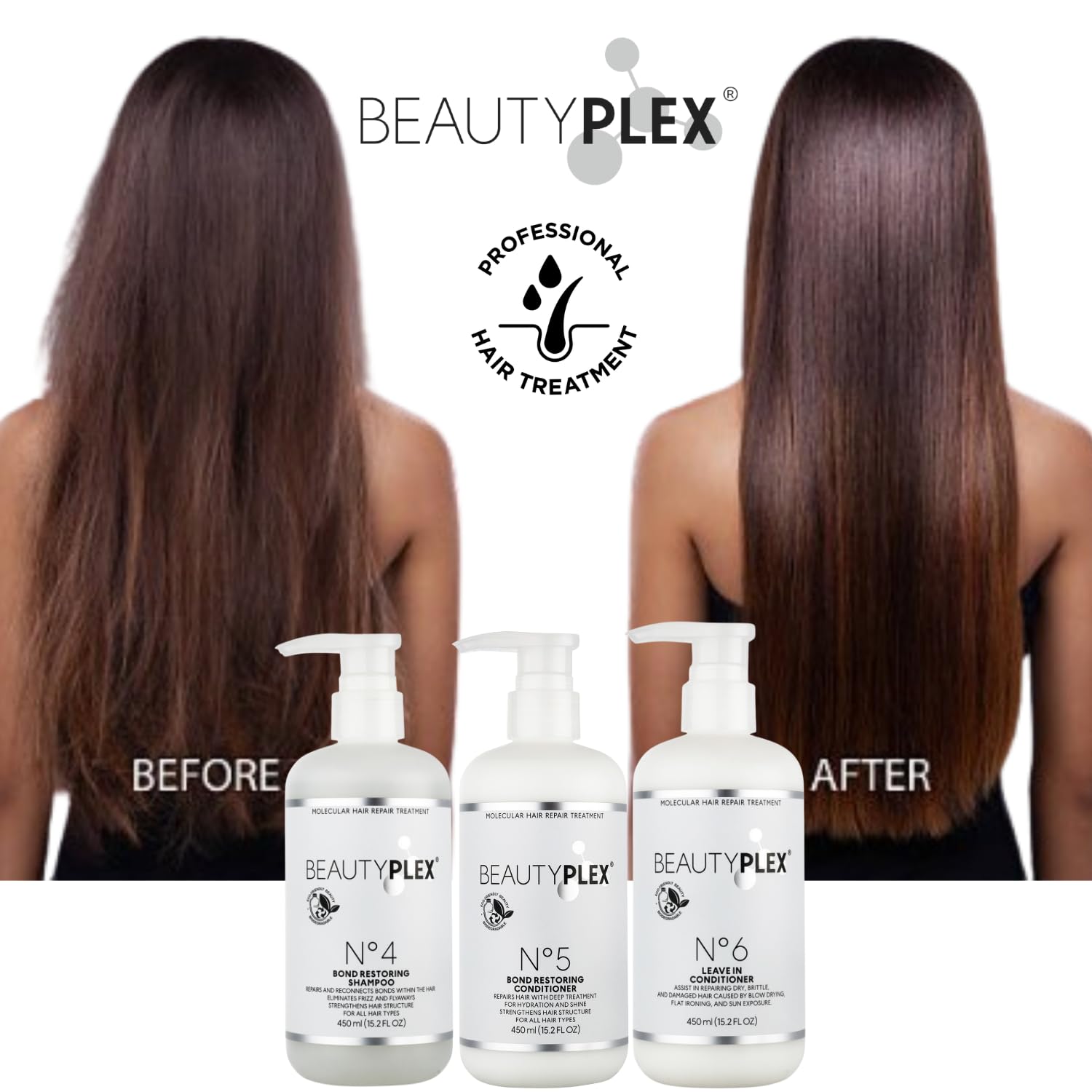 White Smoke BEAUTY PLEX No. 4 - Shampoo for Thinning Hair for Women | Bond Repair | Strengthens, Nourishes, Moisturizes & Repairs Hair Structure. 450ml. (15.2 oz)