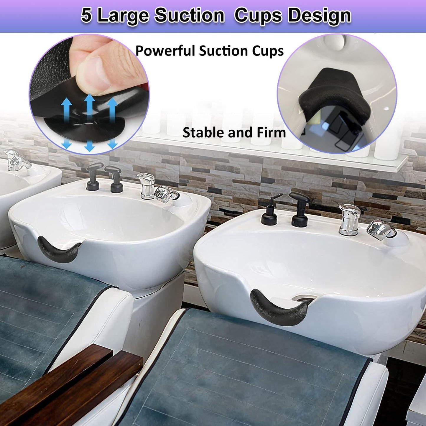 White Smoke Shampoo Bowl Neck Rest for Sink, Silicone Neck Rest Cushion with Suction Cup, Non-Slip Hair Washing Sink Neck Support for Wash Basin with Hair Dye Gloves