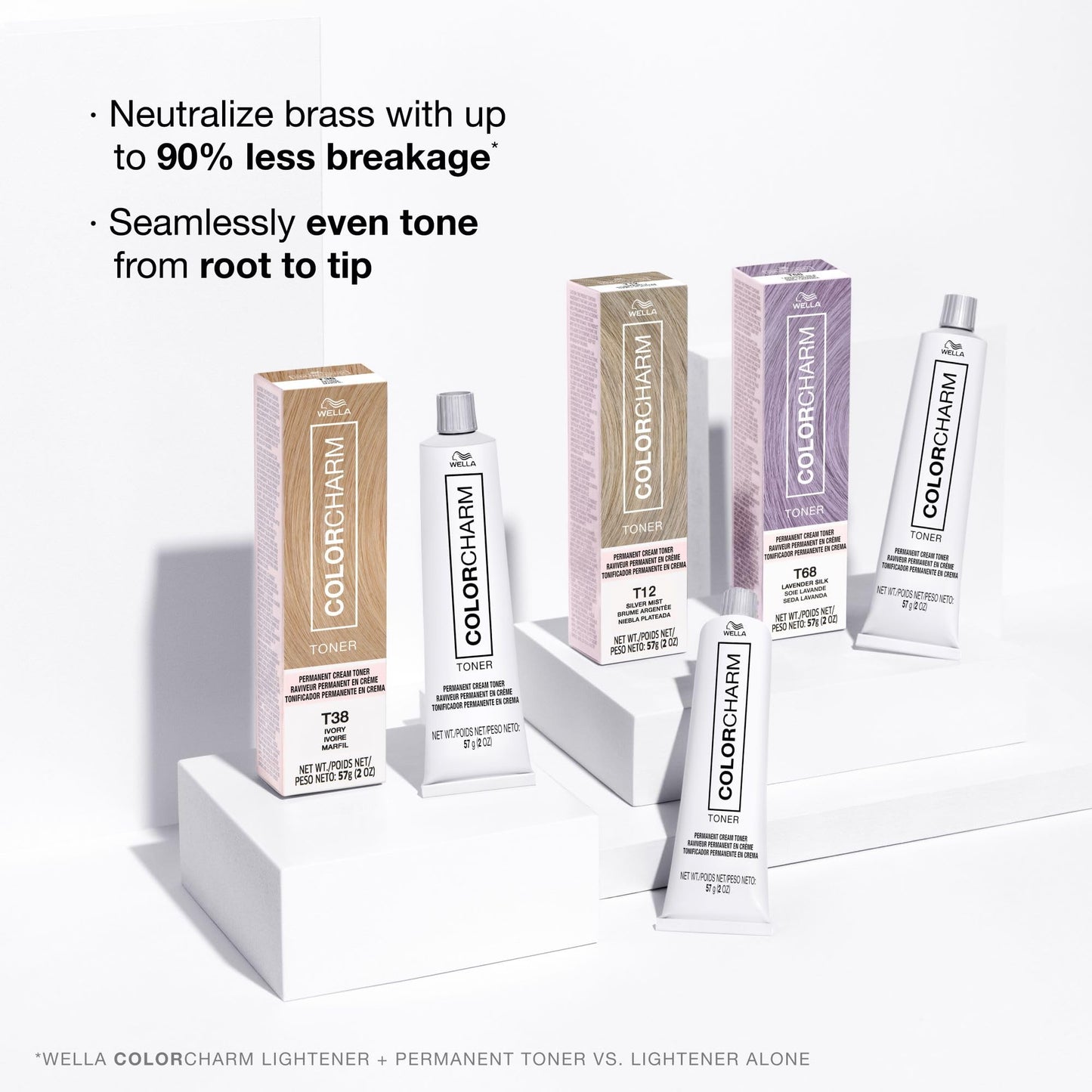 COLORCHARM Permanent Cream Toner | Neutralize Brass | Free of Animal-Derived Ingredients, Parabens & Gluten Free | T16 Polar Ice | 2 oz