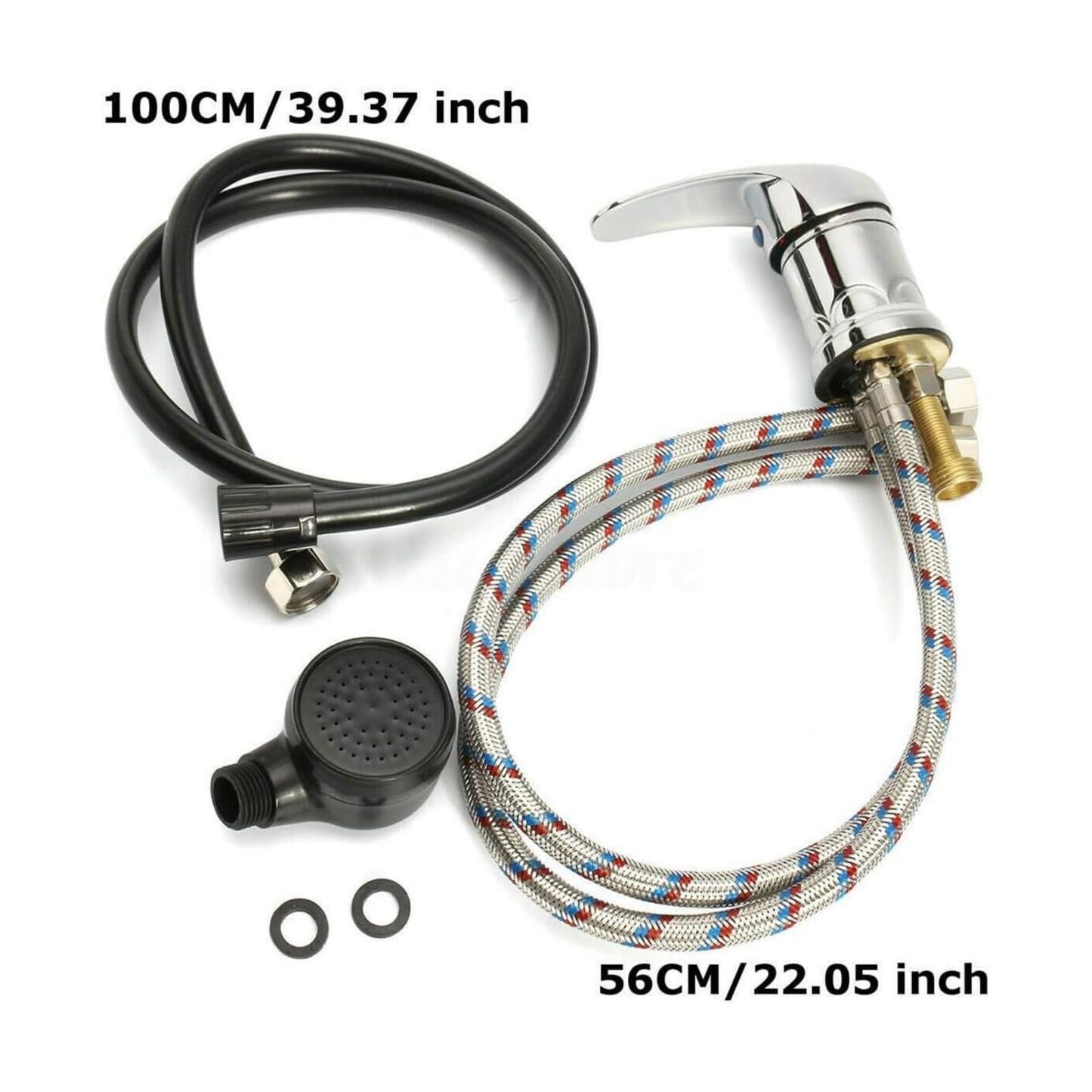 Water Faucet Set Zinc Alloy Shampoo Bowl Faucet with Hose, Durable for Home & Salon Spa Sink, Hot Cold Mixer Sprayer Hose Replacement Part Set