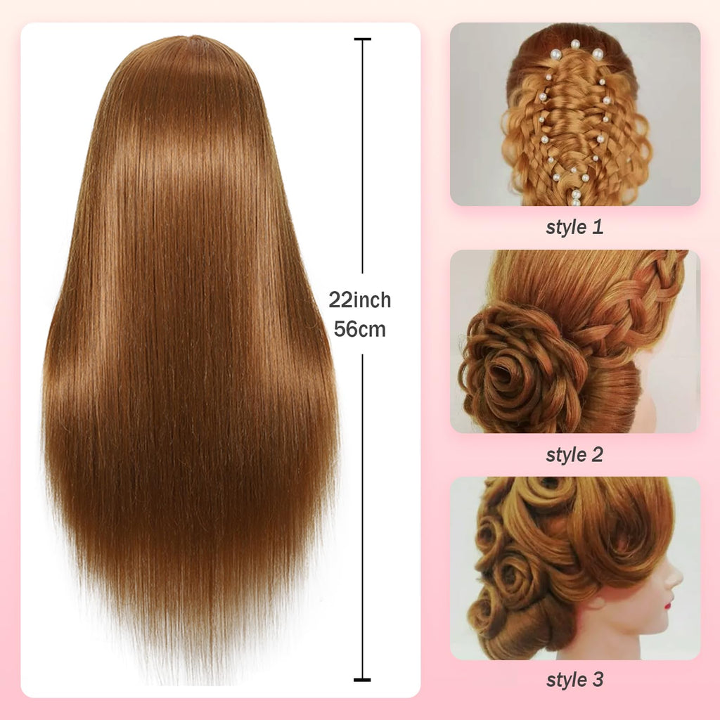ZOMOI Mannequin Head, Mannequin Head Human Hair, 80% Real Hair for Hairdresser Practice Cutting Braiding Hair Styling with Clamp Holder and Tools