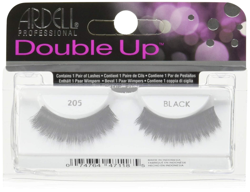 Ardell Double Up Lashes 205 Black – Dramatic Double Layered False Eyelashes, Full Volume Reusable Strip Lashes, 1 Pair