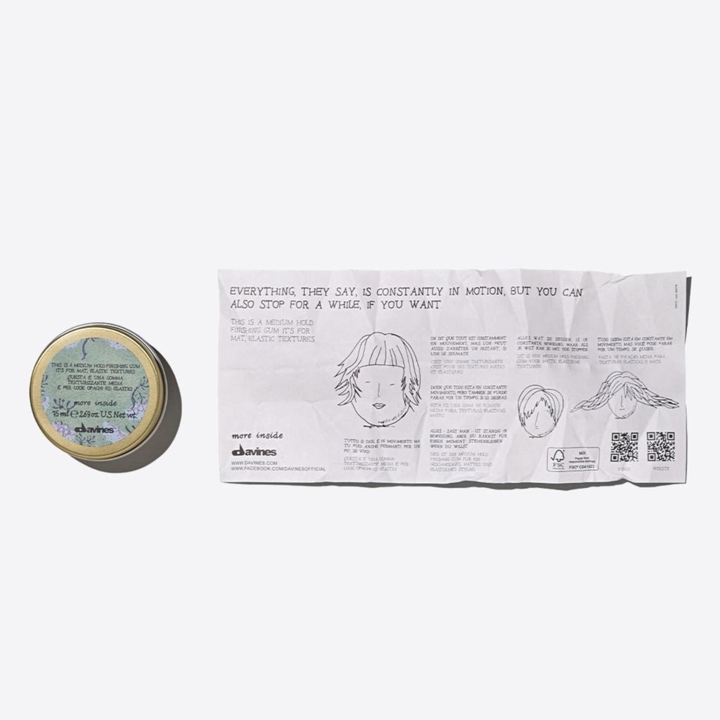 Davines This Is A Medium Hold Finishing Gum, Medium Hold Texture & Matte Finish - Dry Paste for Defined Styles - Workable & Remoldable, 2.54 Fl Oz