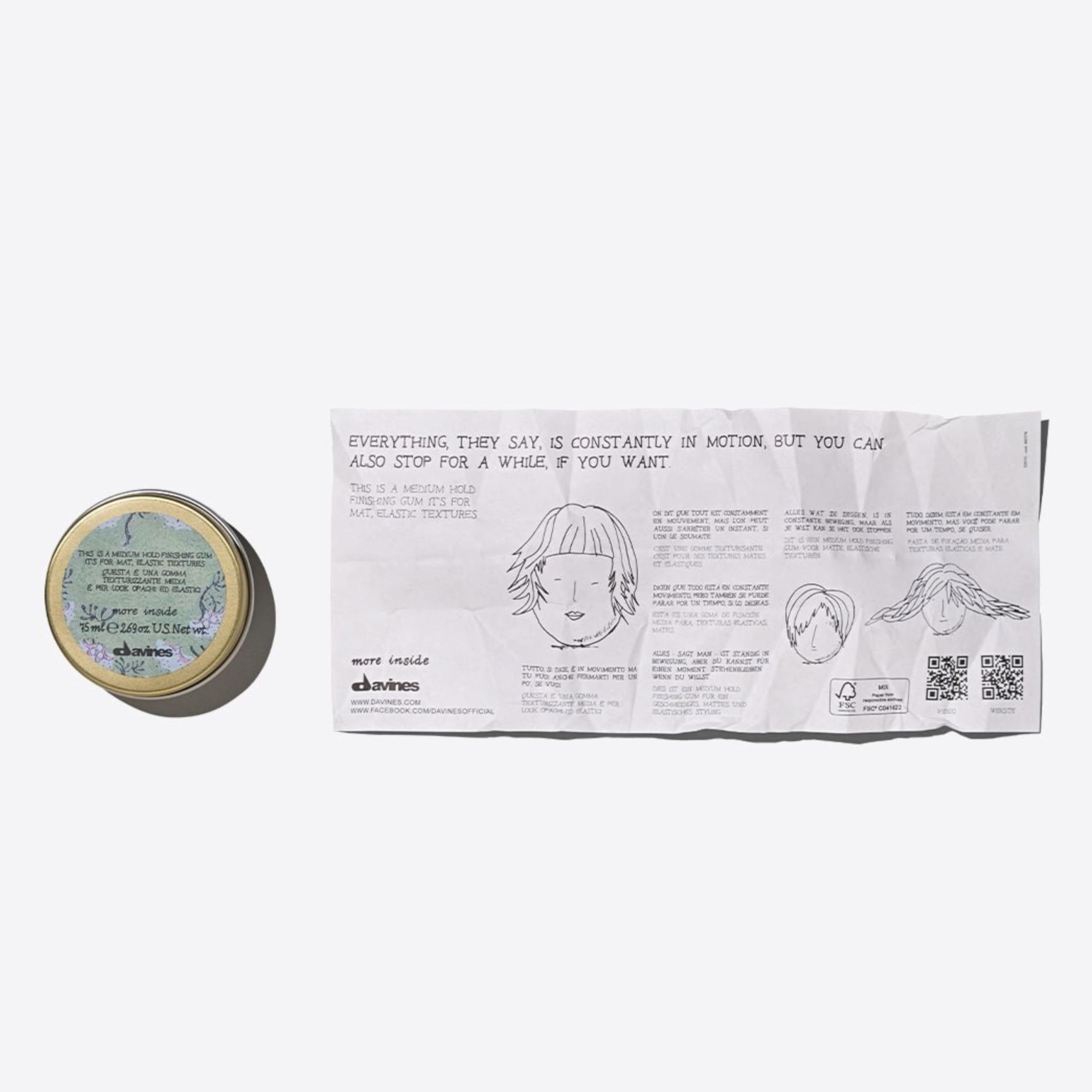 Davines This Is A Medium Hold Finishing Gum, Medium Hold Texture & Matte Finish - Dry Paste for Defined Styles - Workable & Remoldable, 2.54 Fl Oz